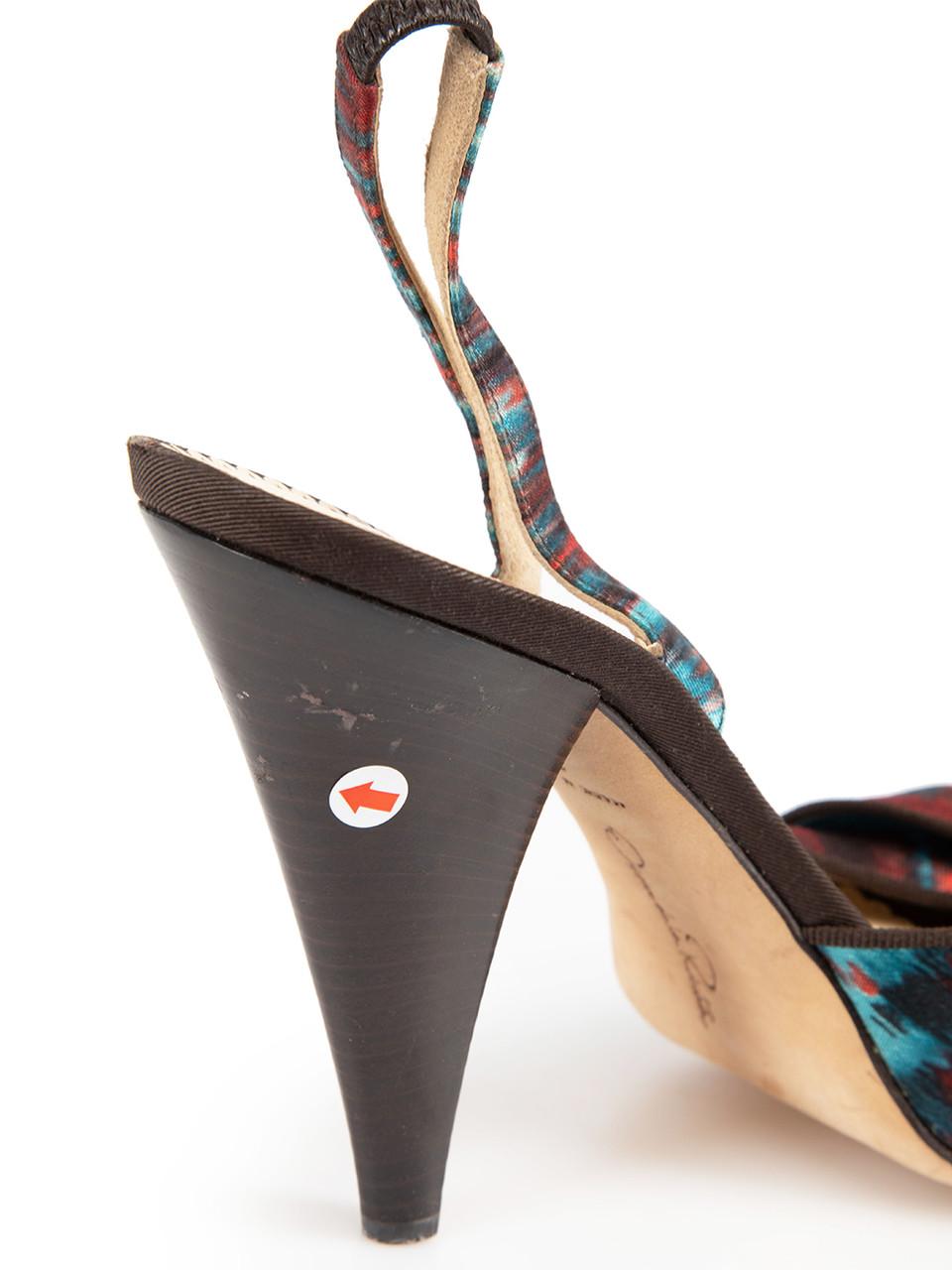 Oscar de la Renta Tie Dye Slingback Bow Sandals Size IT 39 2