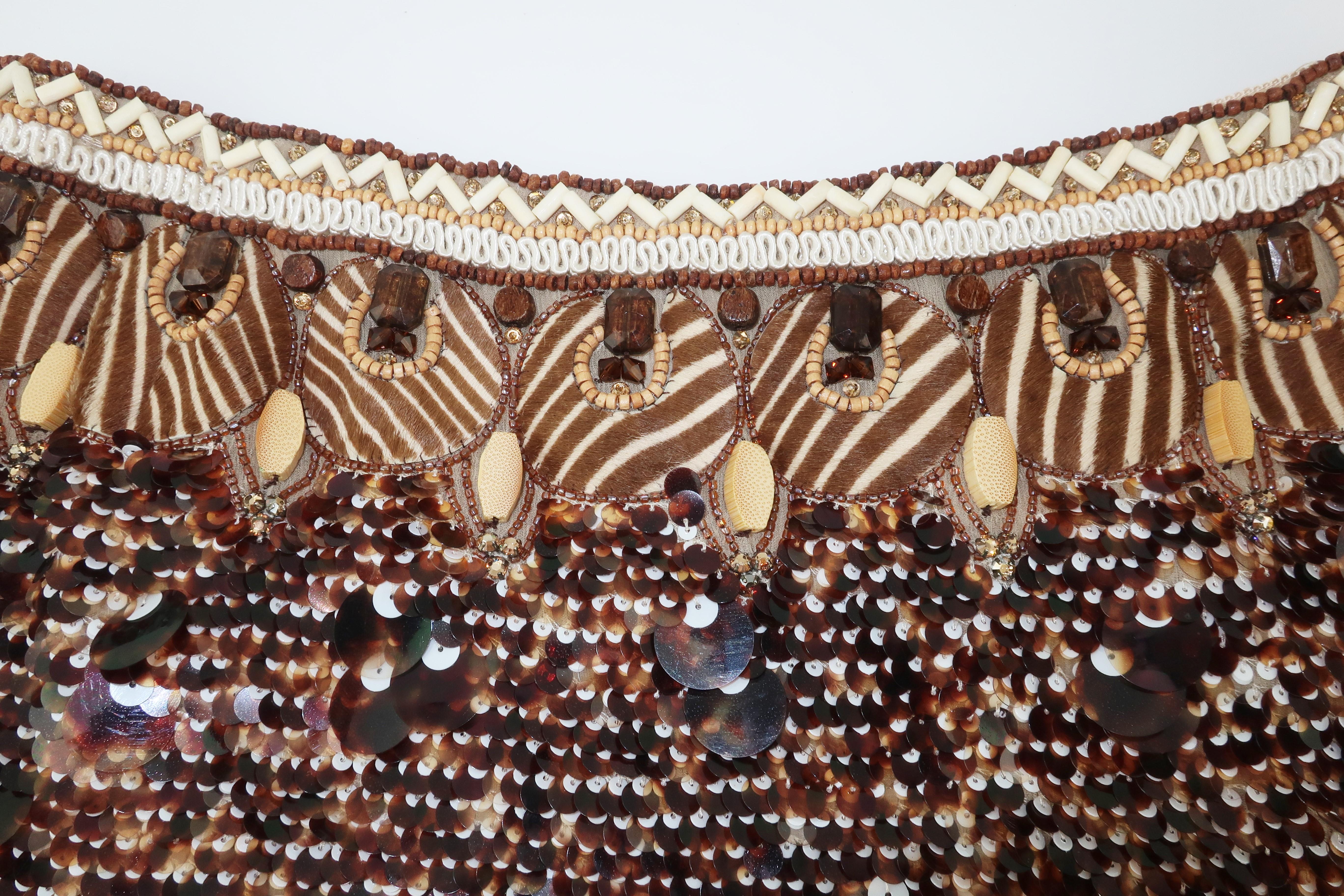 Oscar de la Renta Tribal Motif Sequin Skirt 5