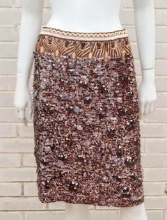 Oscar de la Renta Tribal Motif Sequin Skirt