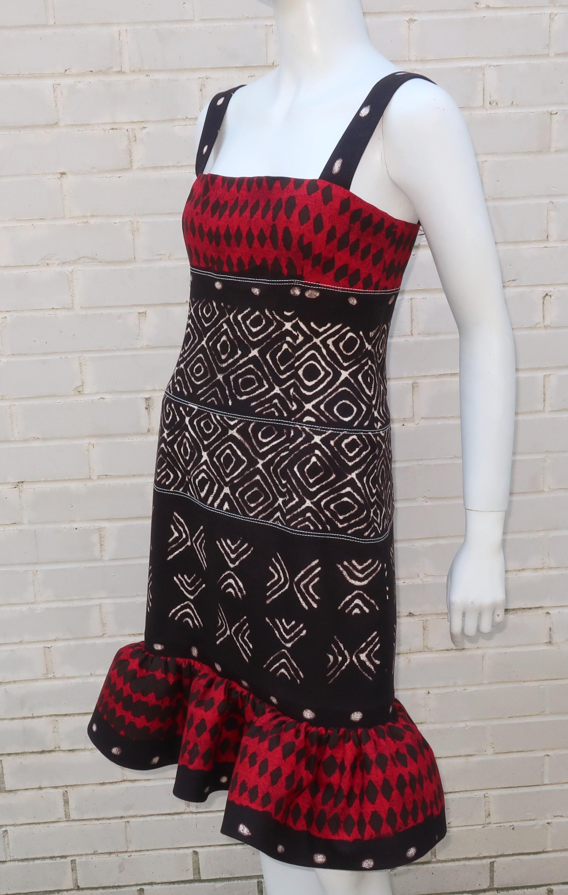 Oscar de la Renta Tribal Print Cotton Dress 5