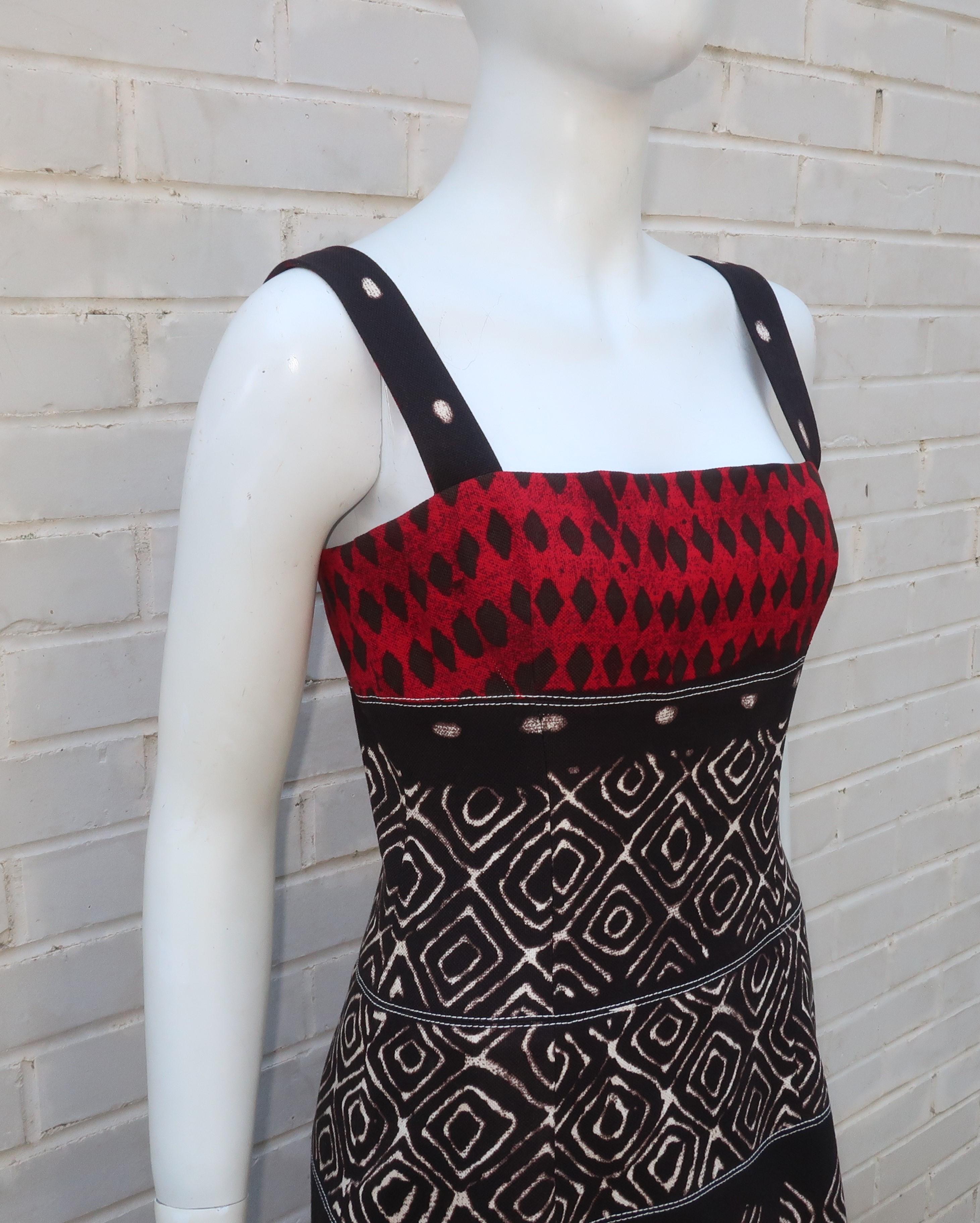 Oscar de la Renta Tribal Print Cotton Dress In Excellent Condition In Atlanta, GA