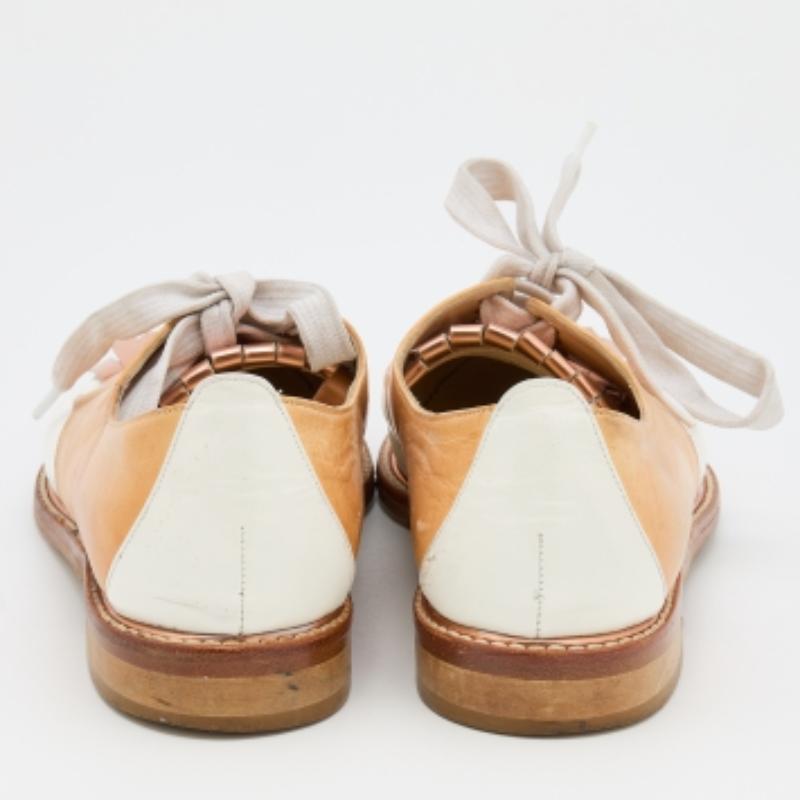 Oscar de la Renta Tricolor Leather Fringe Detail Lace Up Derby Size 39 1