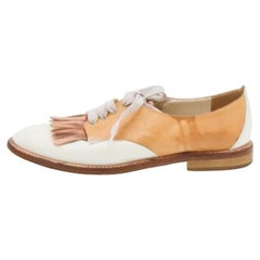 Oscar de la Renta Tricolor Leather Fringe Detail Lace Up Derby Size 39