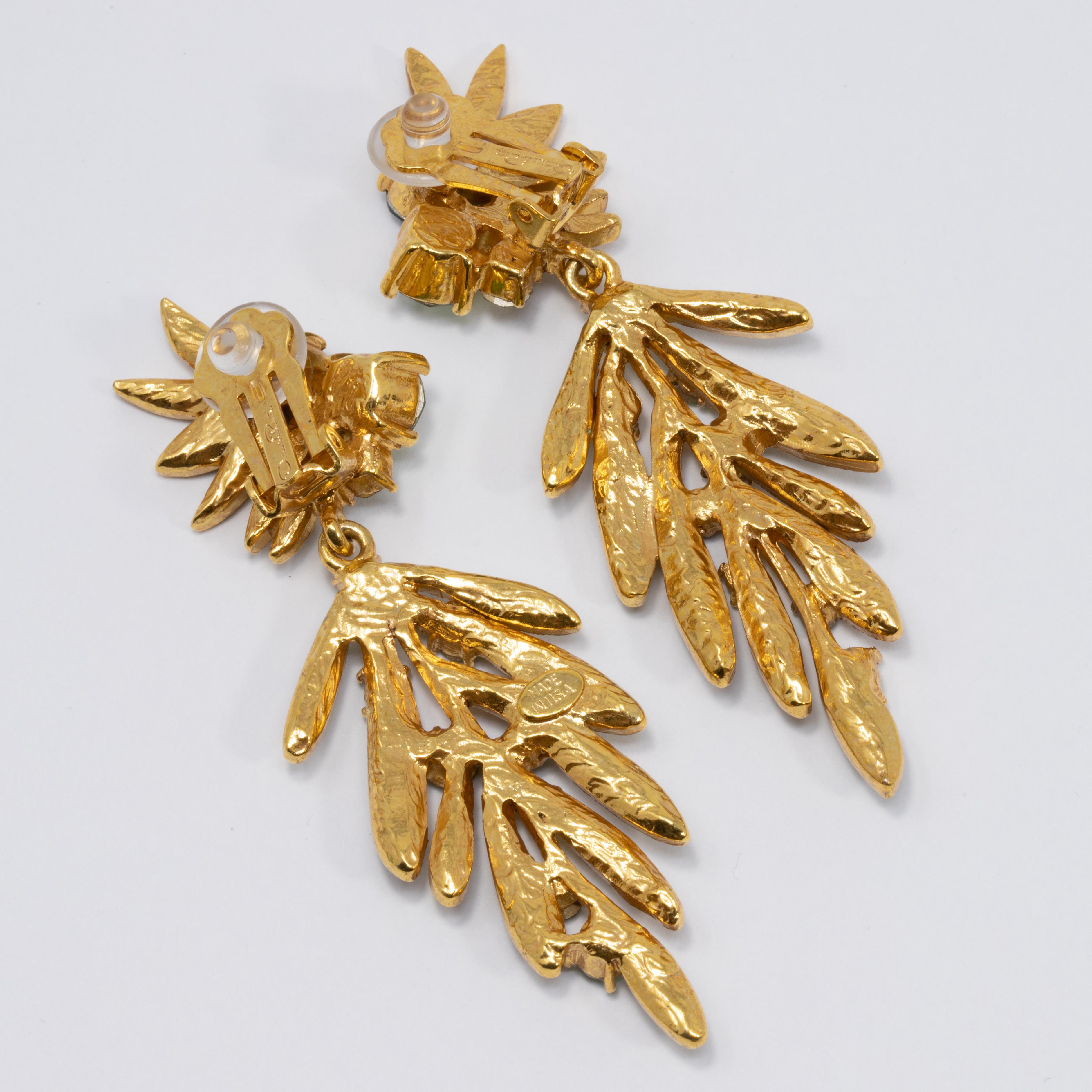 swarovski tropical leaf earrings