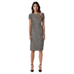 Oscar de la Renta Tweed Floral Detail Dress Size XL