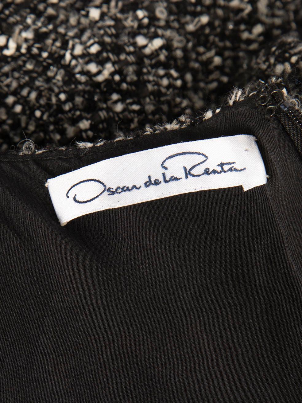 Oscar de la Renta Tweed Floral Detail Midi Dress Size XL In Good Condition For Sale In London, GB