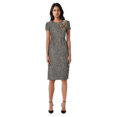 Oscar De La Renta - Vestito midi in tweed con dettaglio floreale - taglia XL