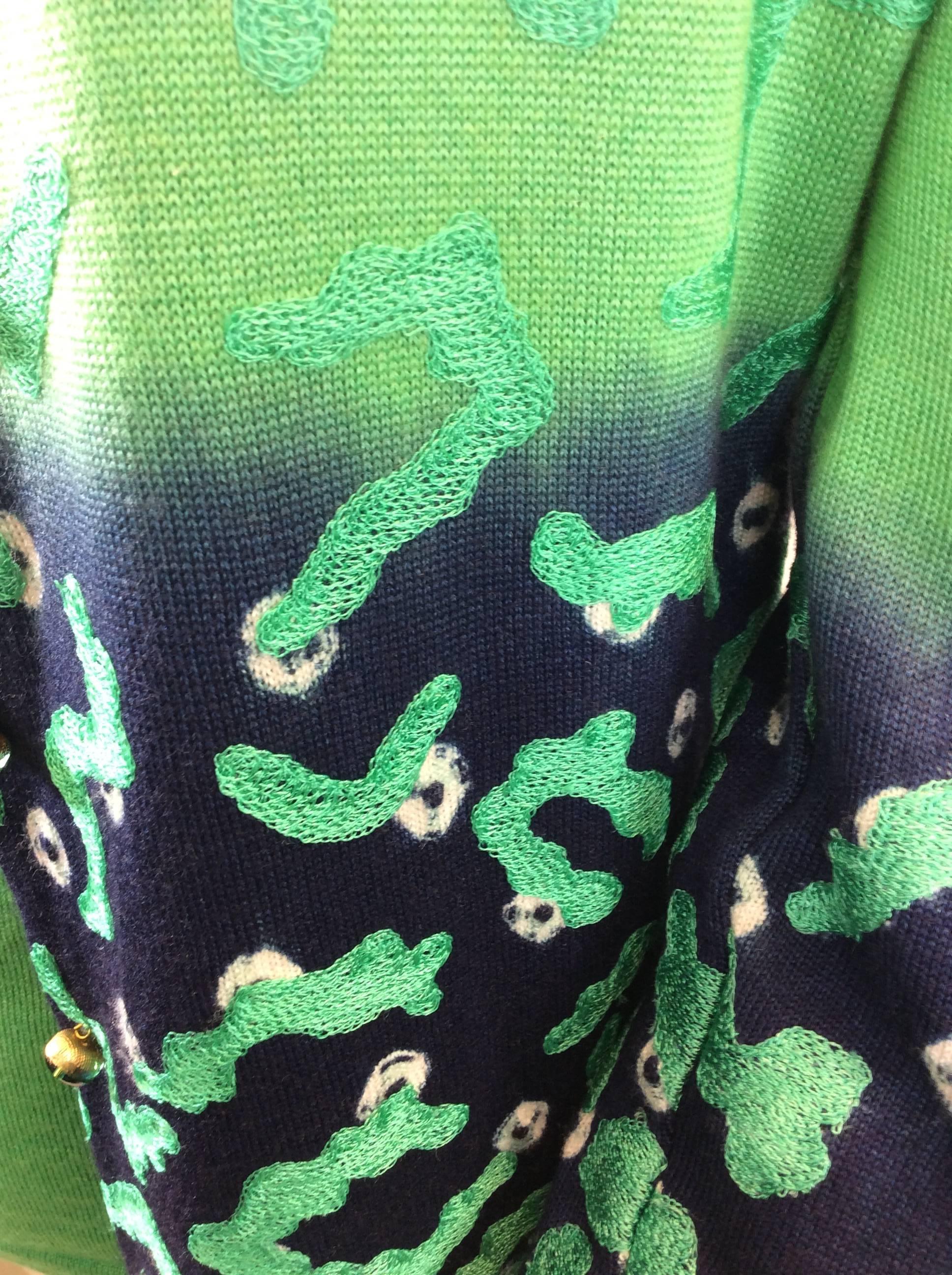 Oscar de la Renta Two Piece Green Sweater Set For Sale 2