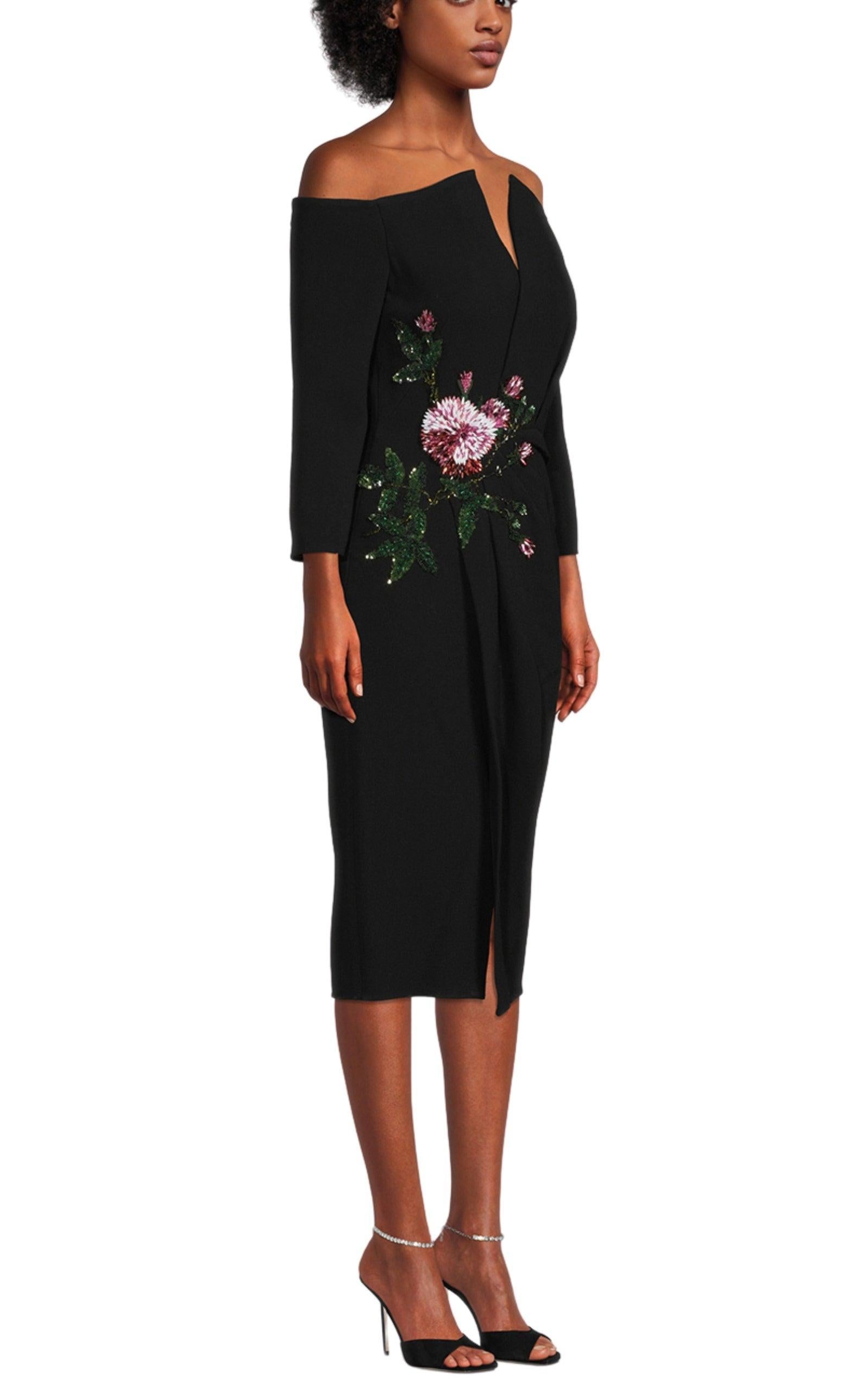 Donna Oscar De La Renta con scollo a V  Abito da cocktail in cristallo taglia US 6 in vendita