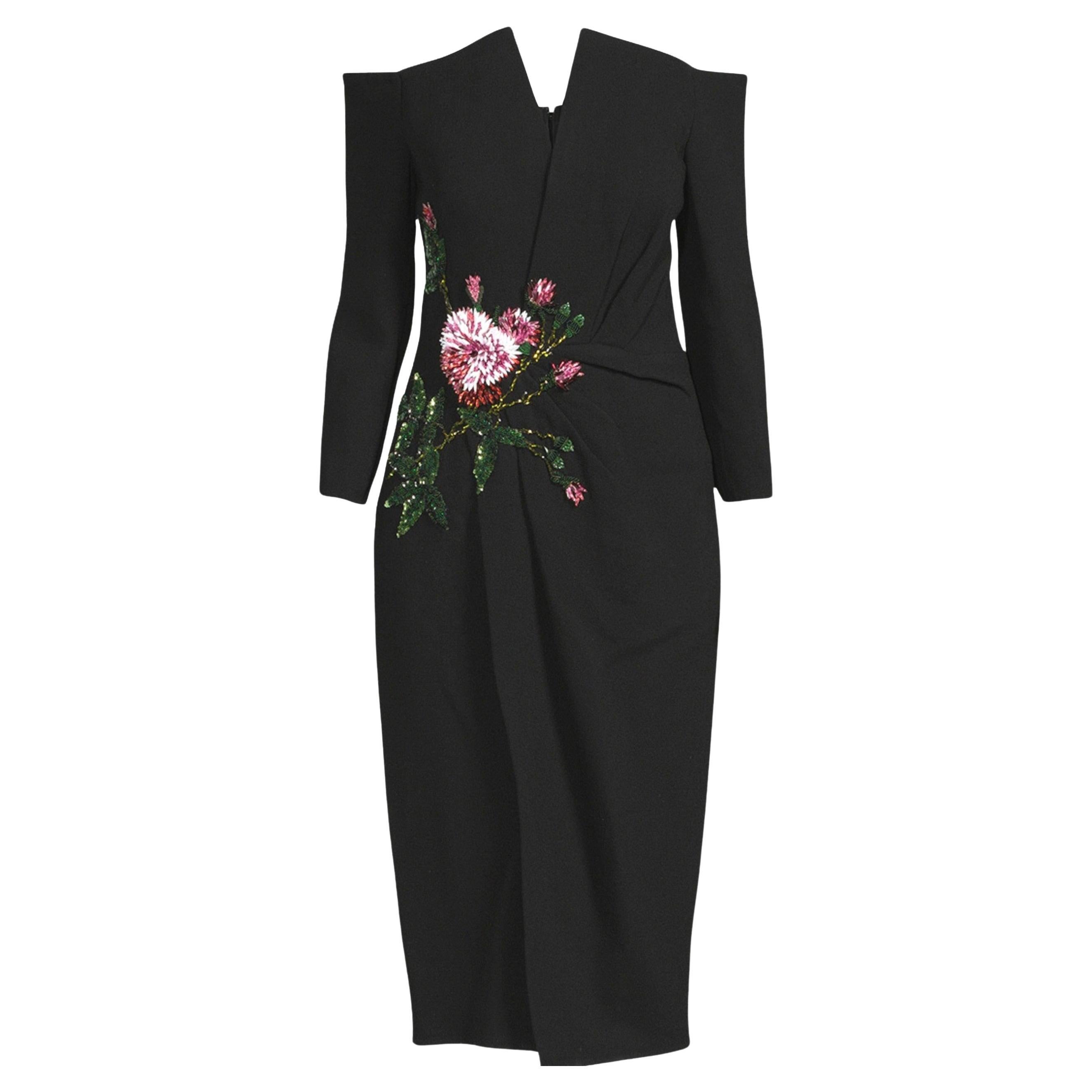 Oscar de la Renta V-neck  Crystal Cocktail Dress Size US 6