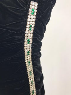 Oscar de la Renta Velvet Cocktail Dress with Rhinestone trim on sides