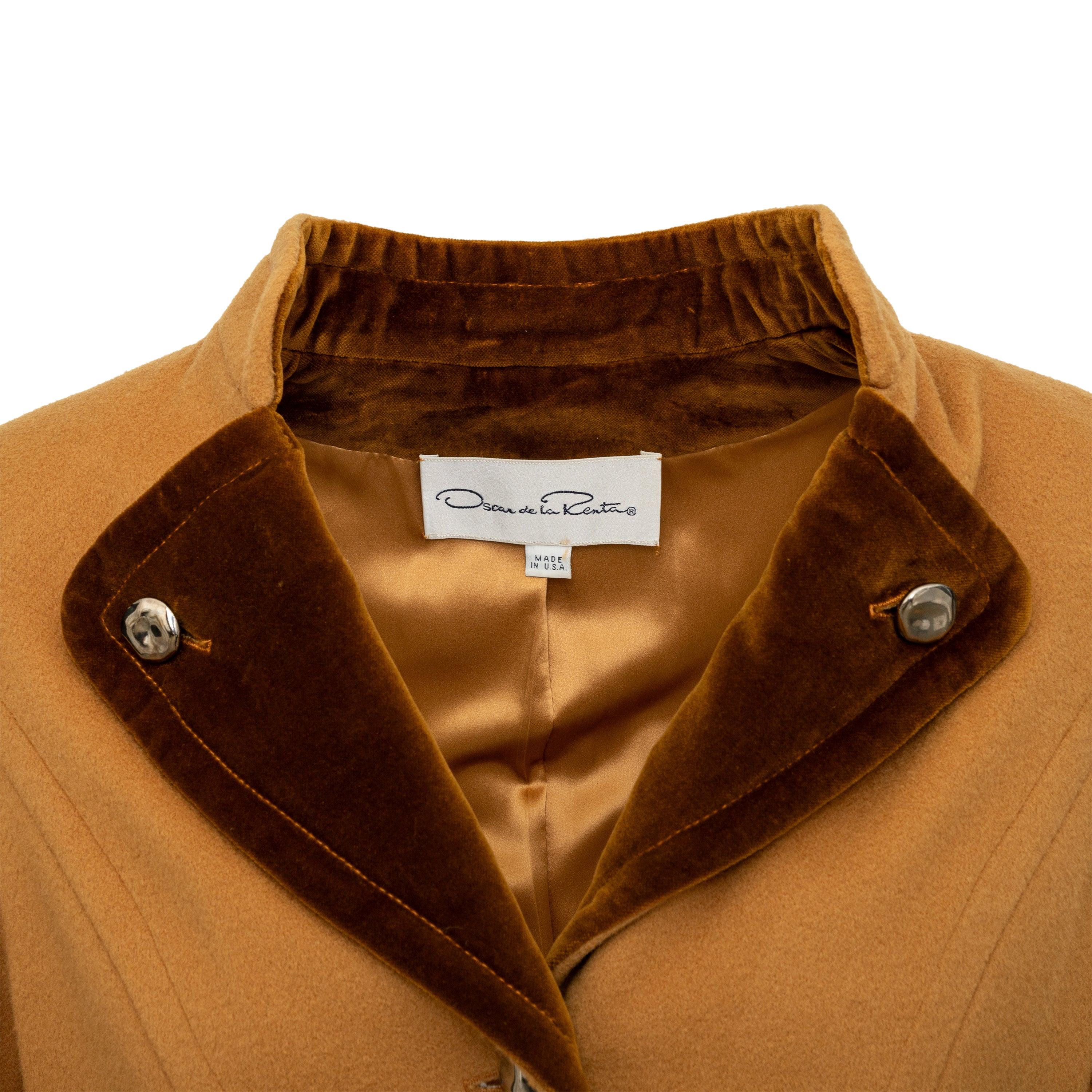 Oscar de la Renta Velvet Collar Wool Jacket - '90s In Good Condition For Sale In Milano, IT