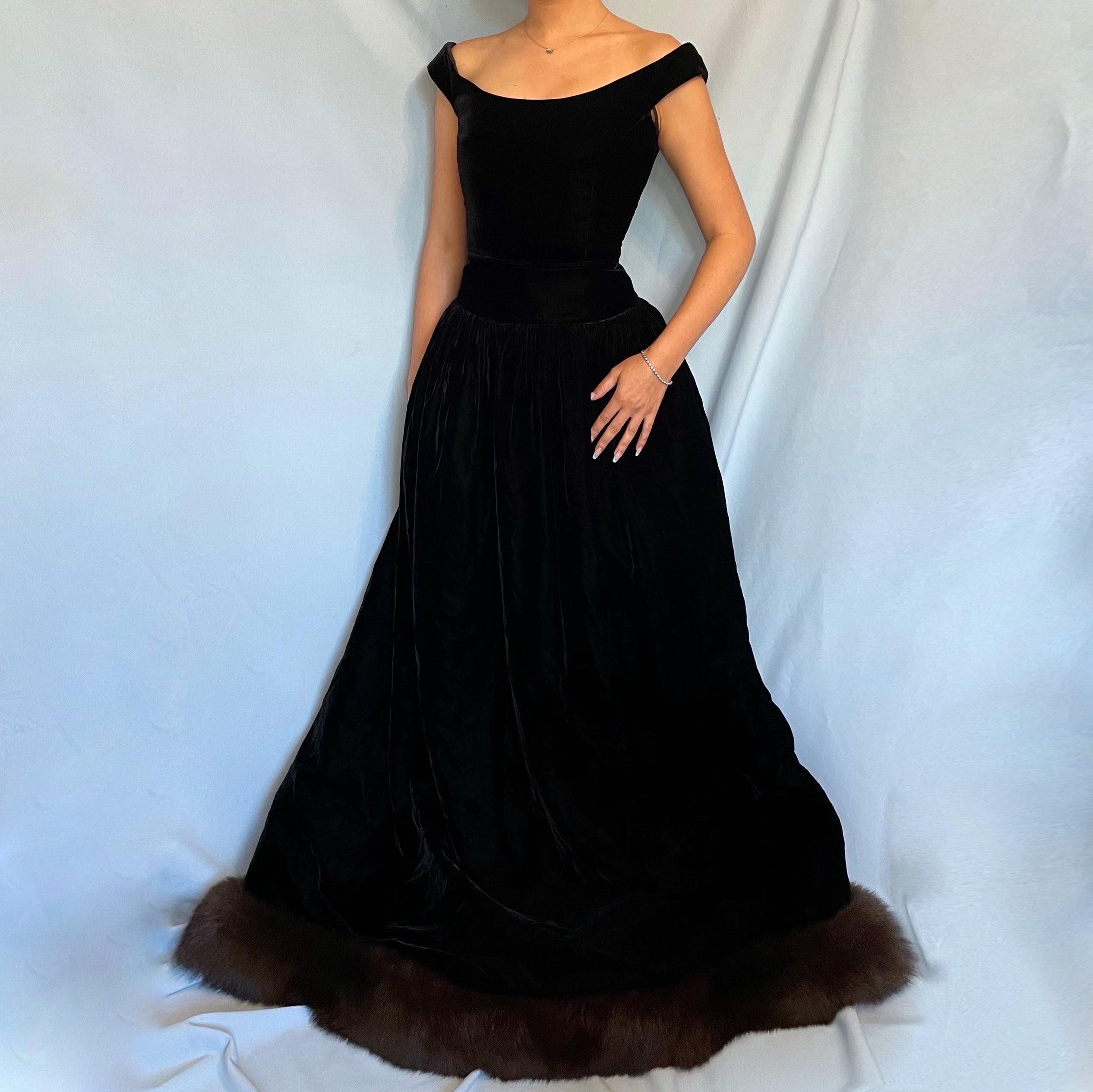 black dress with fur