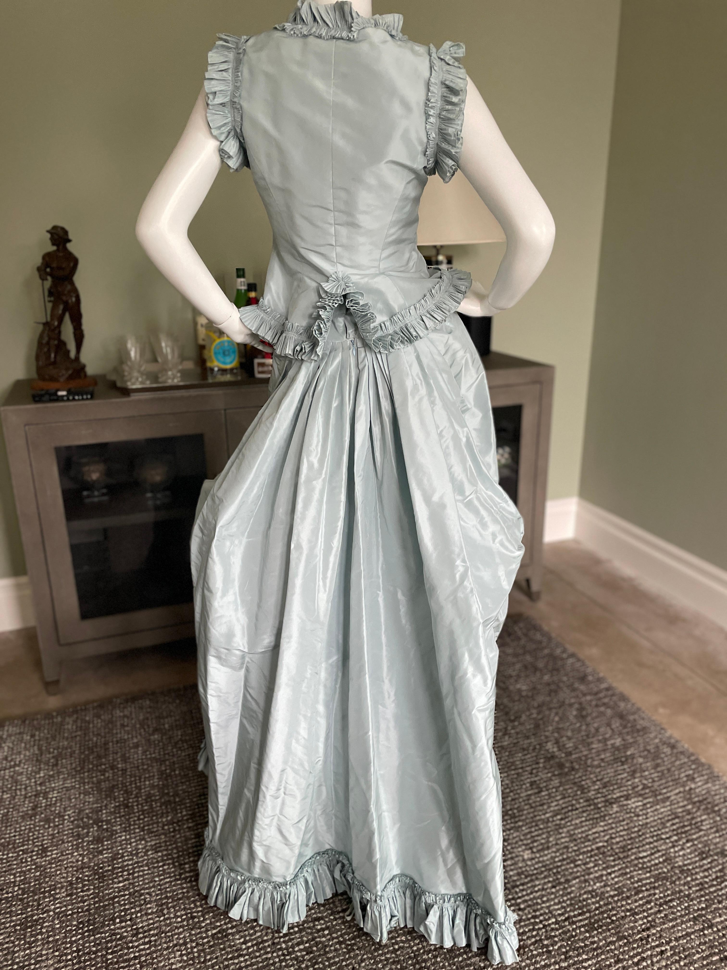 Women's Oscar de la Renta Vintage 80's Ice Blue Silk Taffeta 2 Pc Evening Dress