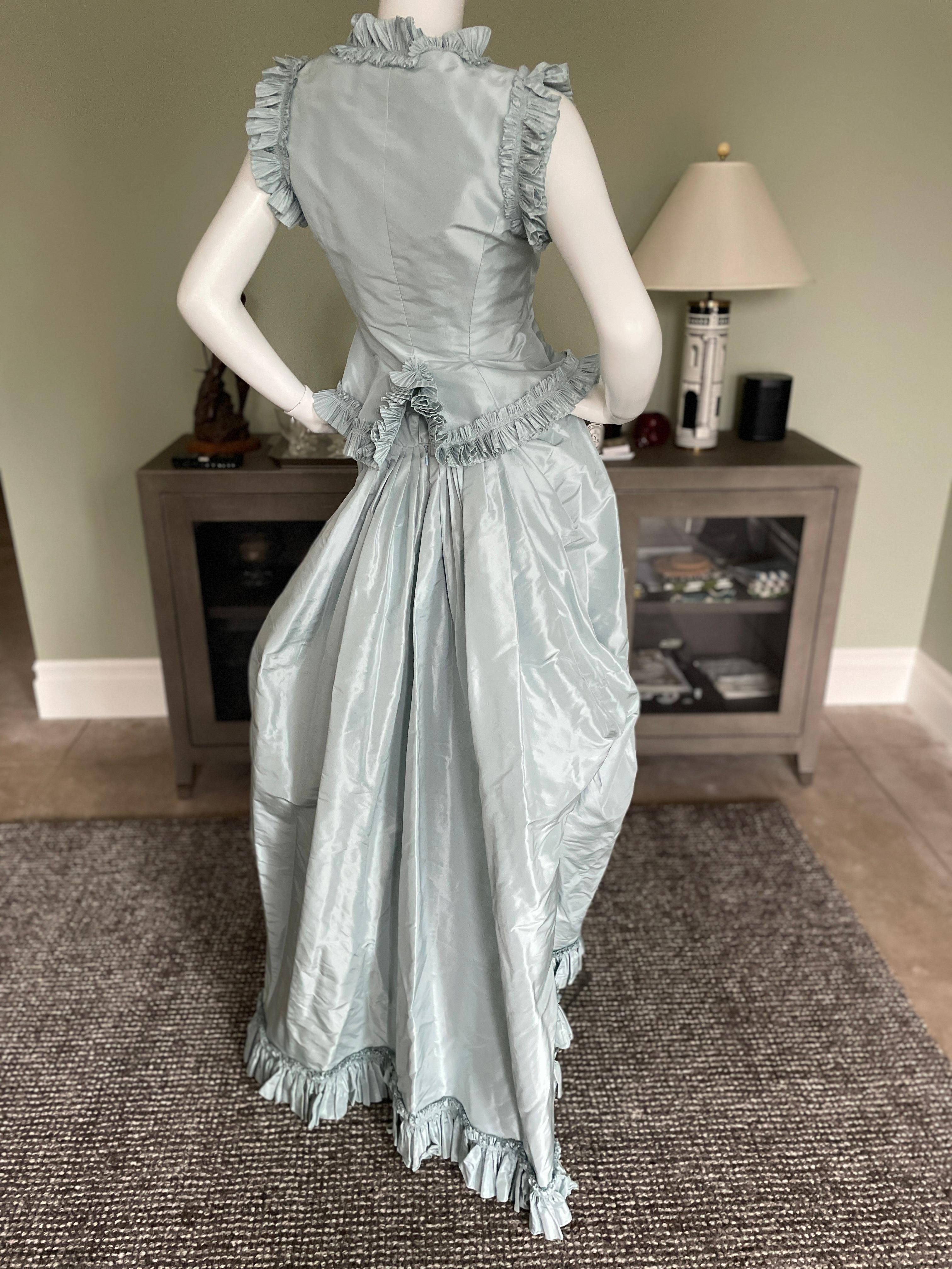 Oscar de la Renta Vintage 80's Ice Blue Silk Taffeta 2 Pc Evening Dress 1