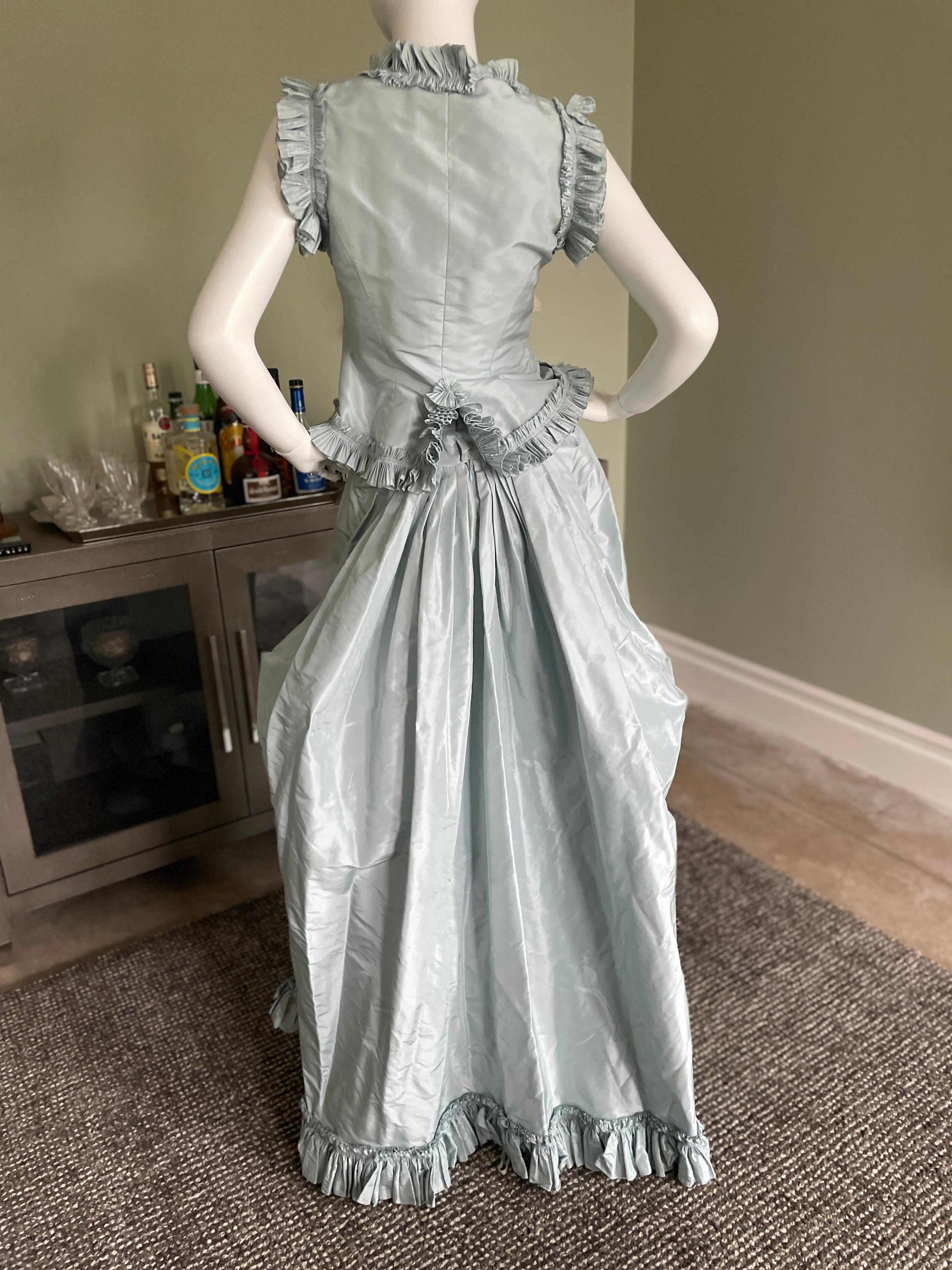 Oscar de la Renta Vintage 80's Ice Blue Silk Taffeta 2 Pc Evening Dress 3