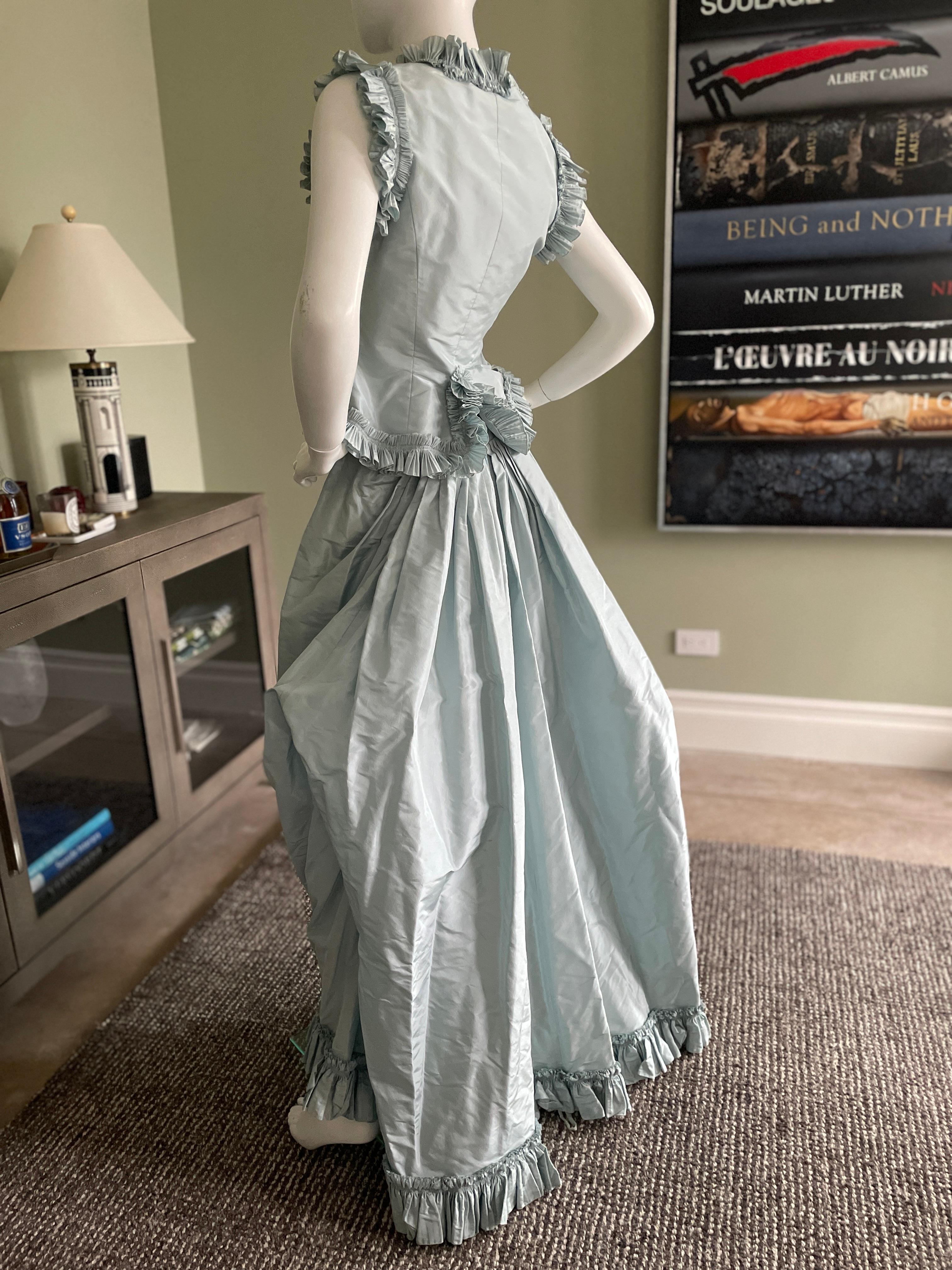 Oscar de la Renta Vintage 80's Ice Blue Silk Taffeta 2 Pc Evening Dress 4
