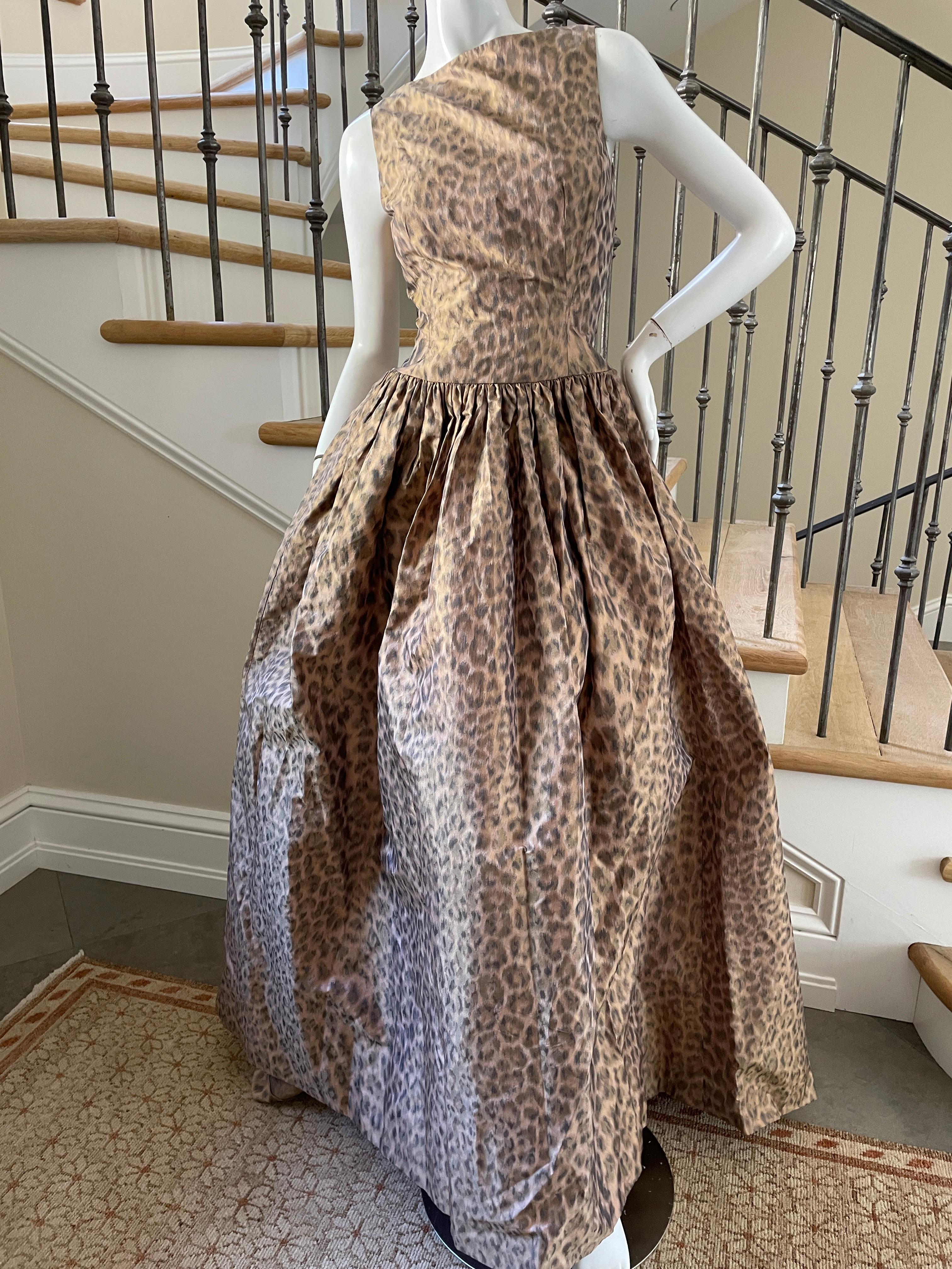 Oscar de la Renta Vintage 80's Leopard Print Silk Ball Gown.
Size 6
 Bust 36
