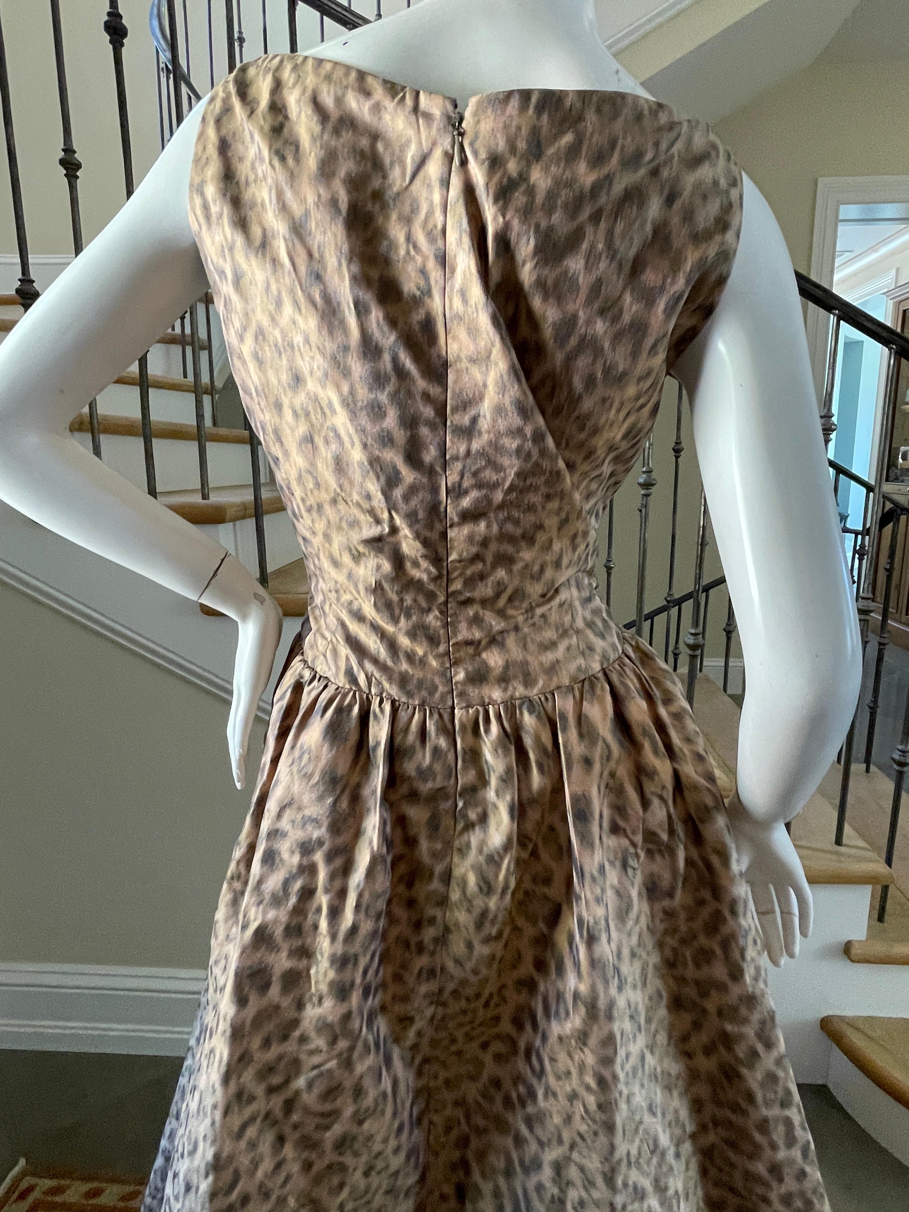 Women's Oscar de la Renta Vintage 80's Leopard Print Silk Ball Gown