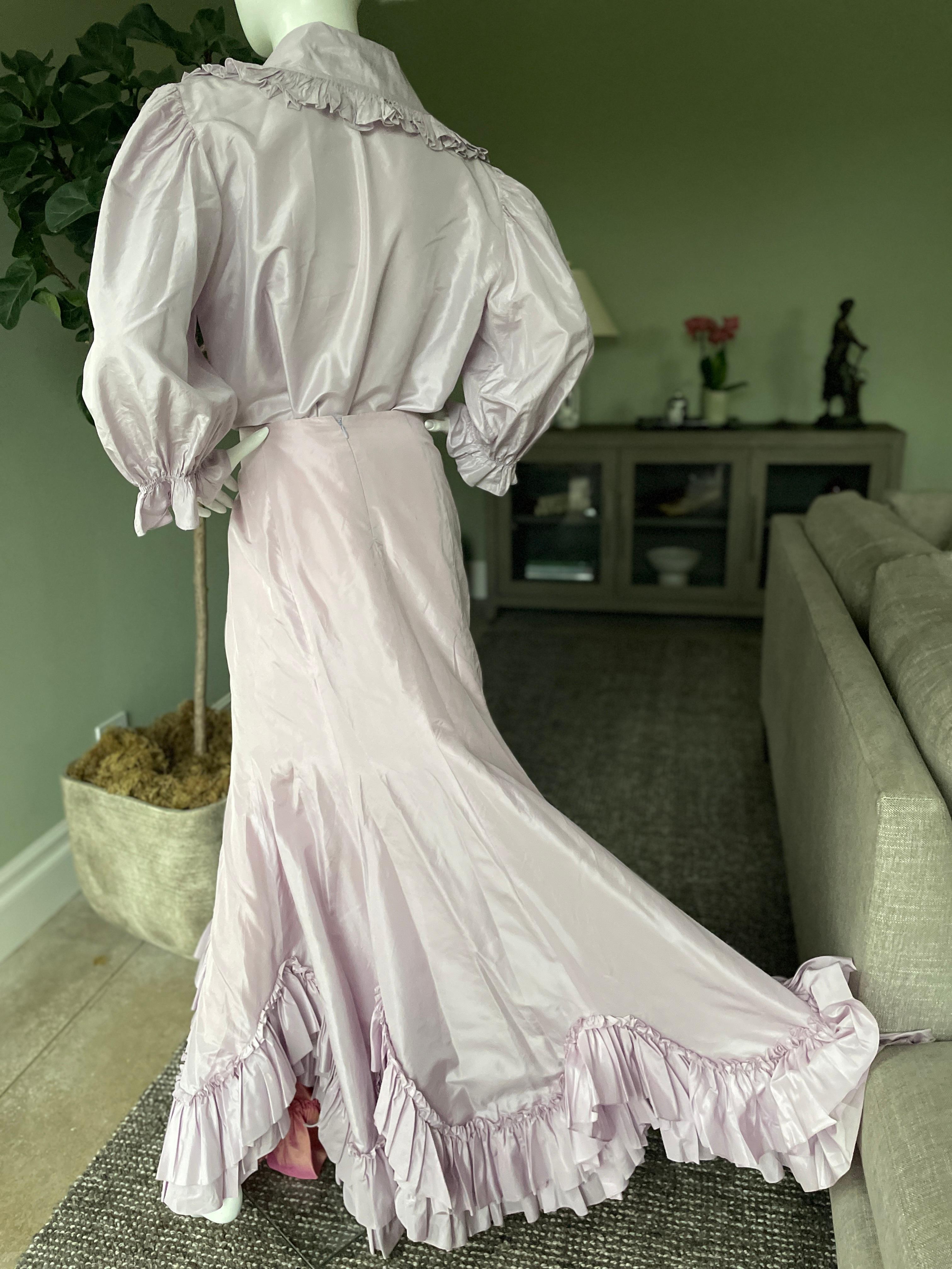 Oscar de la Renta Vintage 80's Mauve Silk Taffeta 2 Pc Evening Dress Size 12 For Sale 3