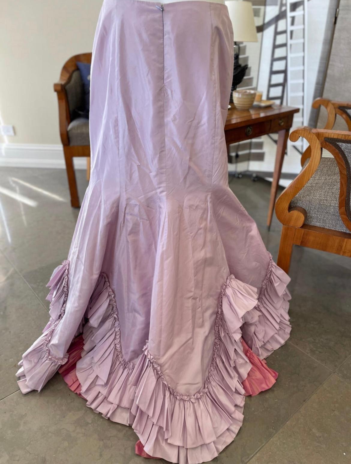Oscar de la Renta Vintage 80's Mauve Silk Taffeta 2 Pc Evening Dress Size 12 For Sale 5