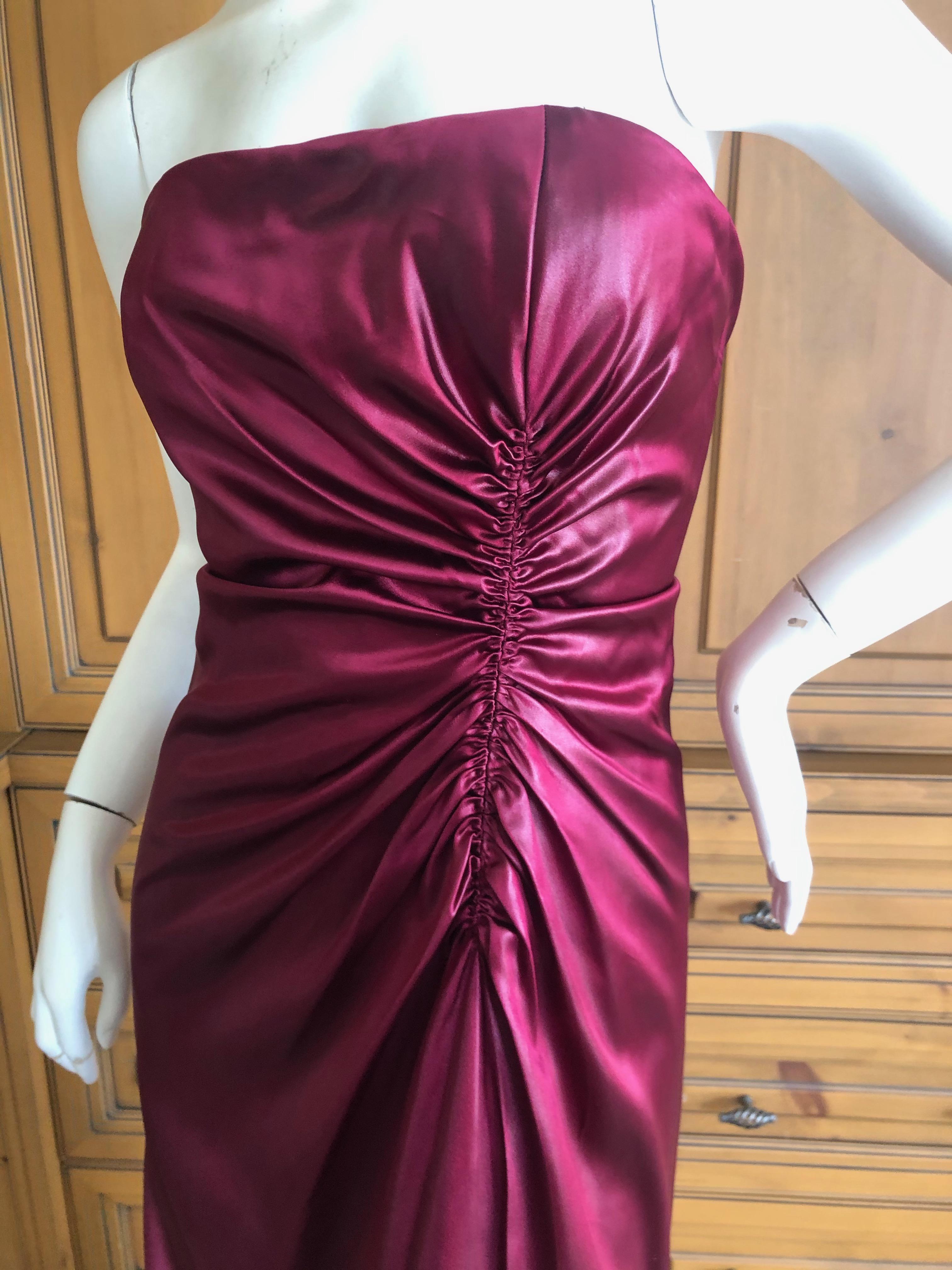 Purple Oscar de la Renta Vintage 80's Strapless Red Evening Dress with Built in Corset  For Sale