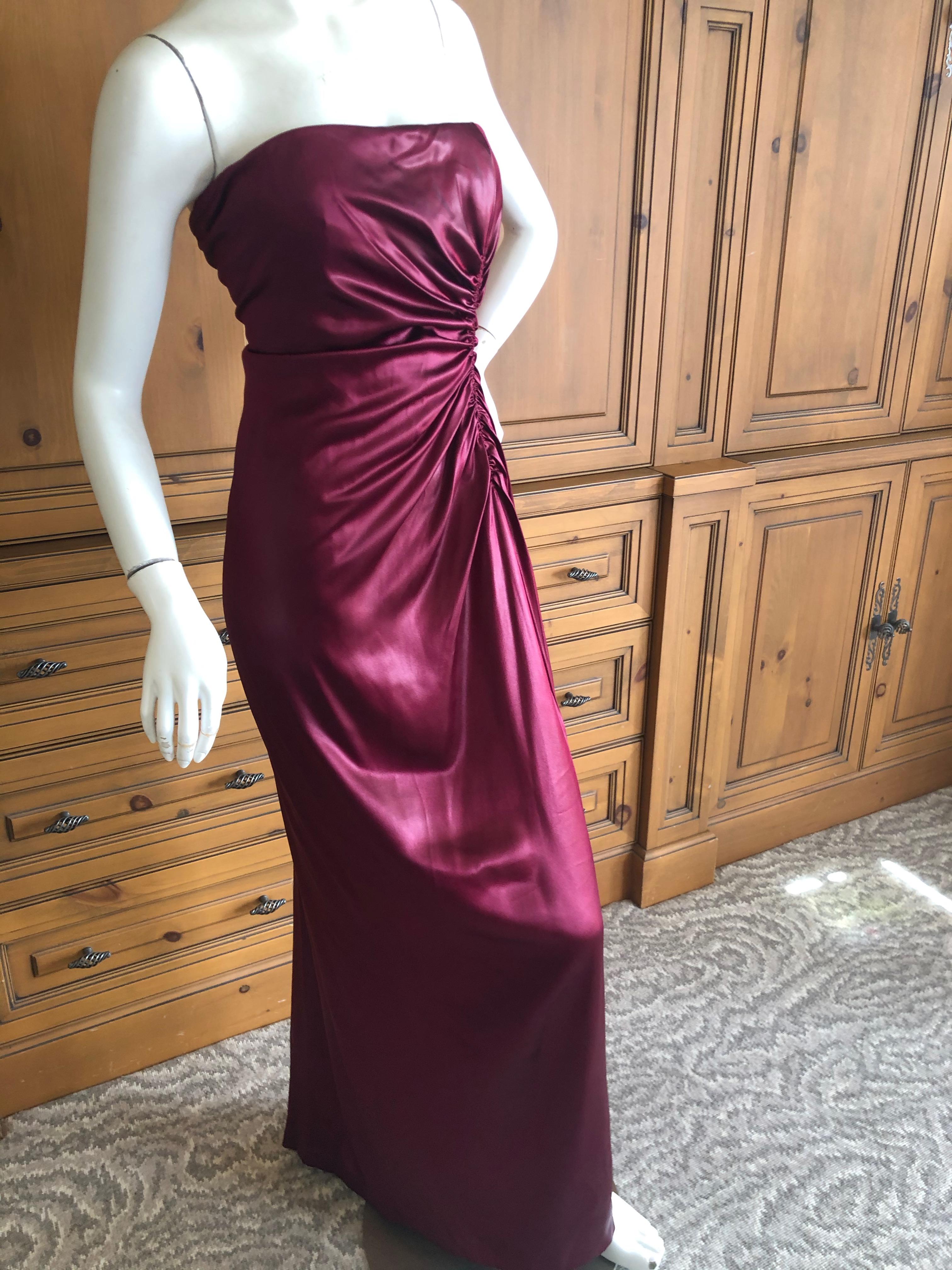 Women's Oscar de la Renta Vintage 80's Strapless Red Evening Dress with Built in Corset  For Sale
