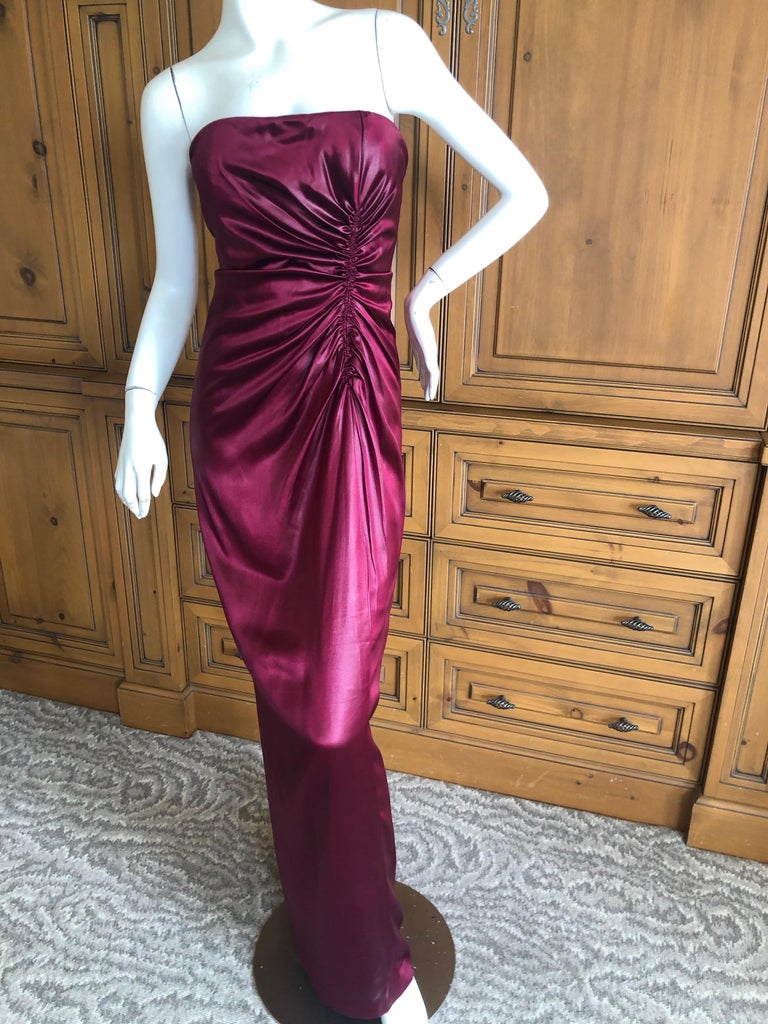 Oscar de la Renta Vintage 80's Strapless Red Evening Dress with Built ...