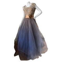 Oscar de la Renta Vintage-Ballkleid mit barock gemustertem:: mit Juwelen besetztem Oberteil