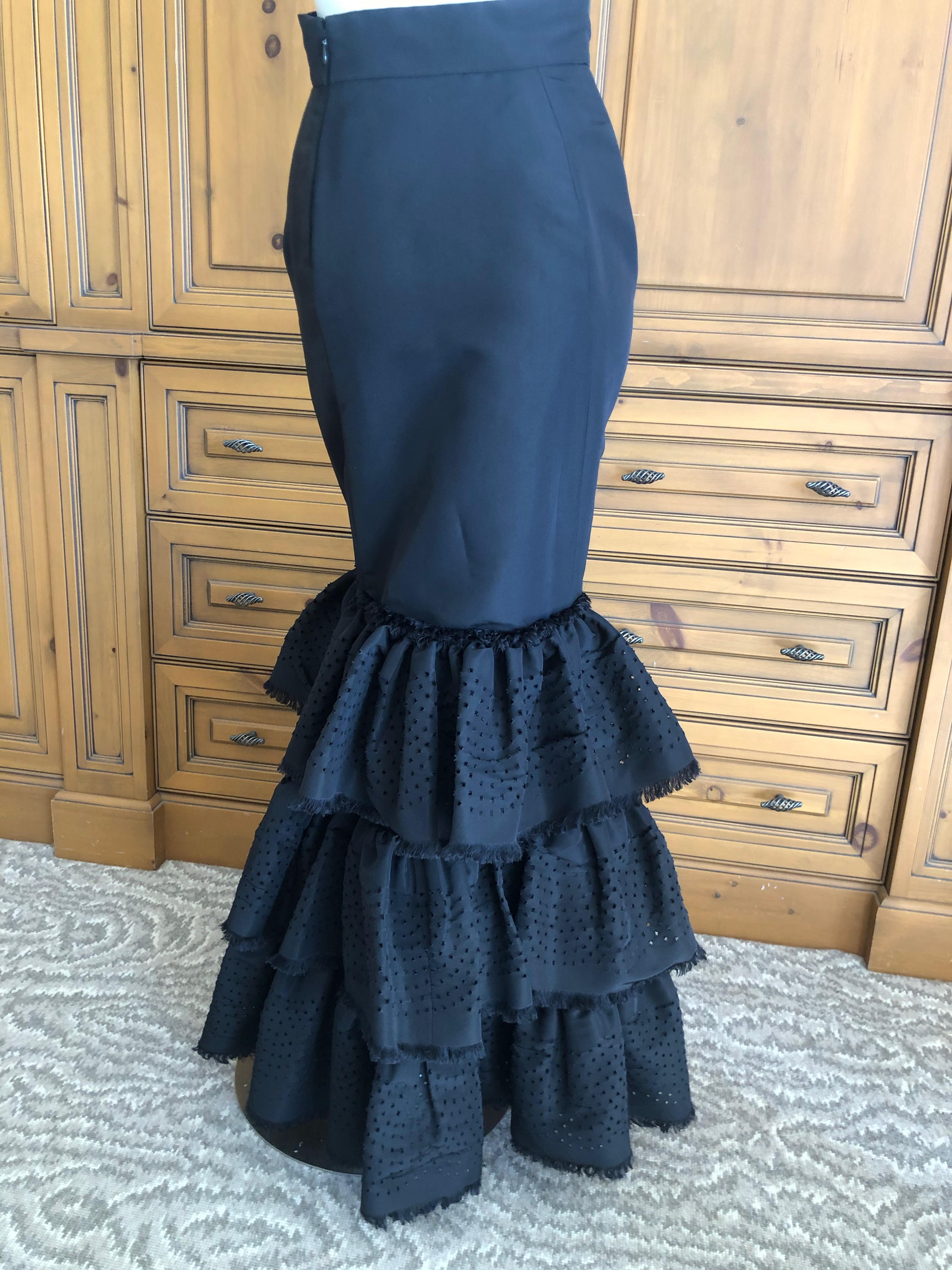 Women's Oscar de la Renta Vintage Black Eyelet Mermaid Ball Skirt For Sale