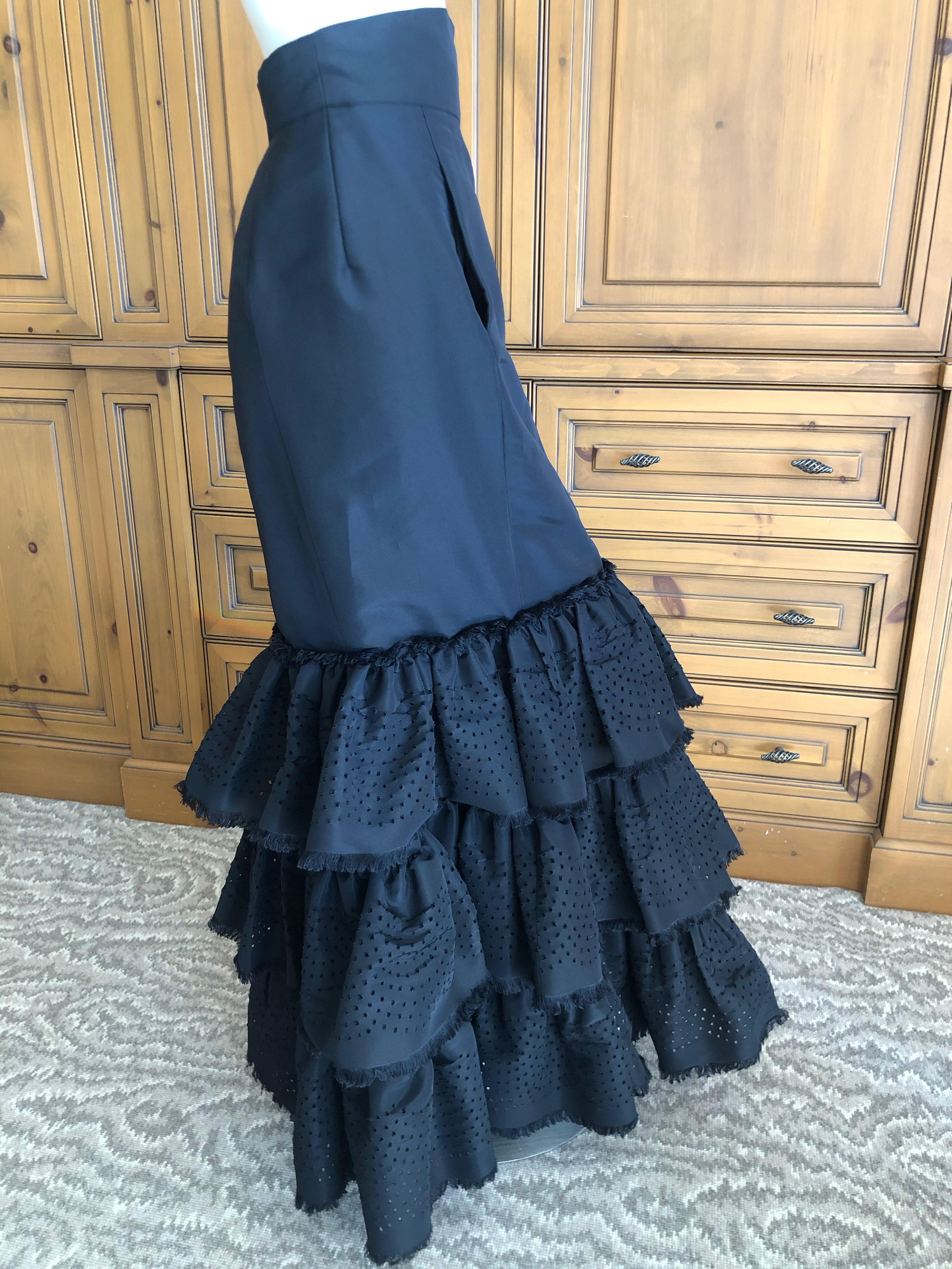 Oscar de la Renta Vintage Black Eyelet Mermaid Ball Skirt For Sale 1