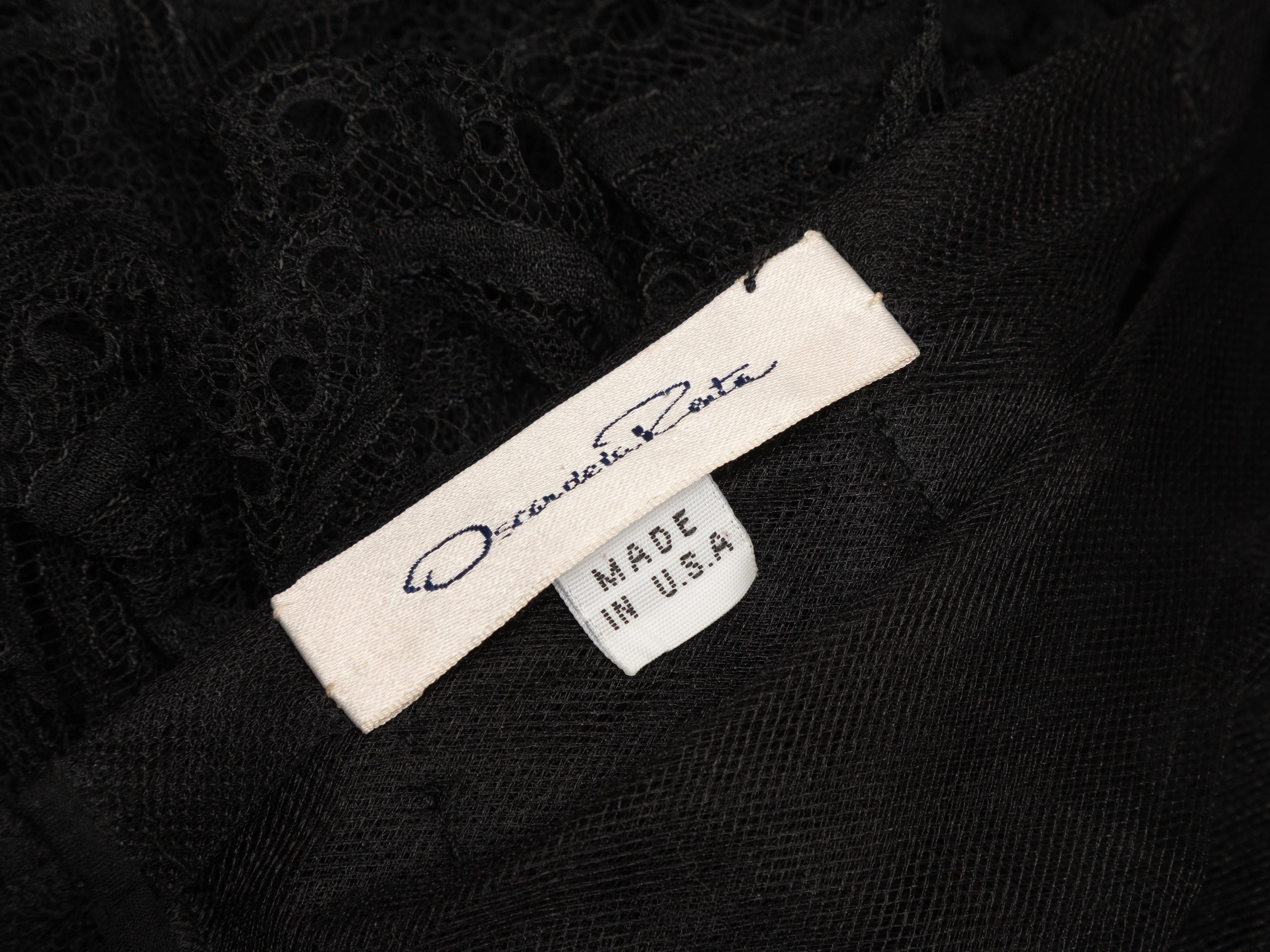 Women's or Men's Oscar de la Renta Vintage Black Sheer Tiered Evening Gown For Sale