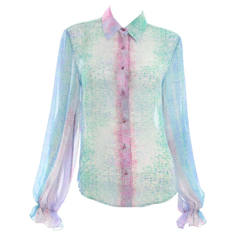 Oscar De La Renta Sheer Sequin Blouse
