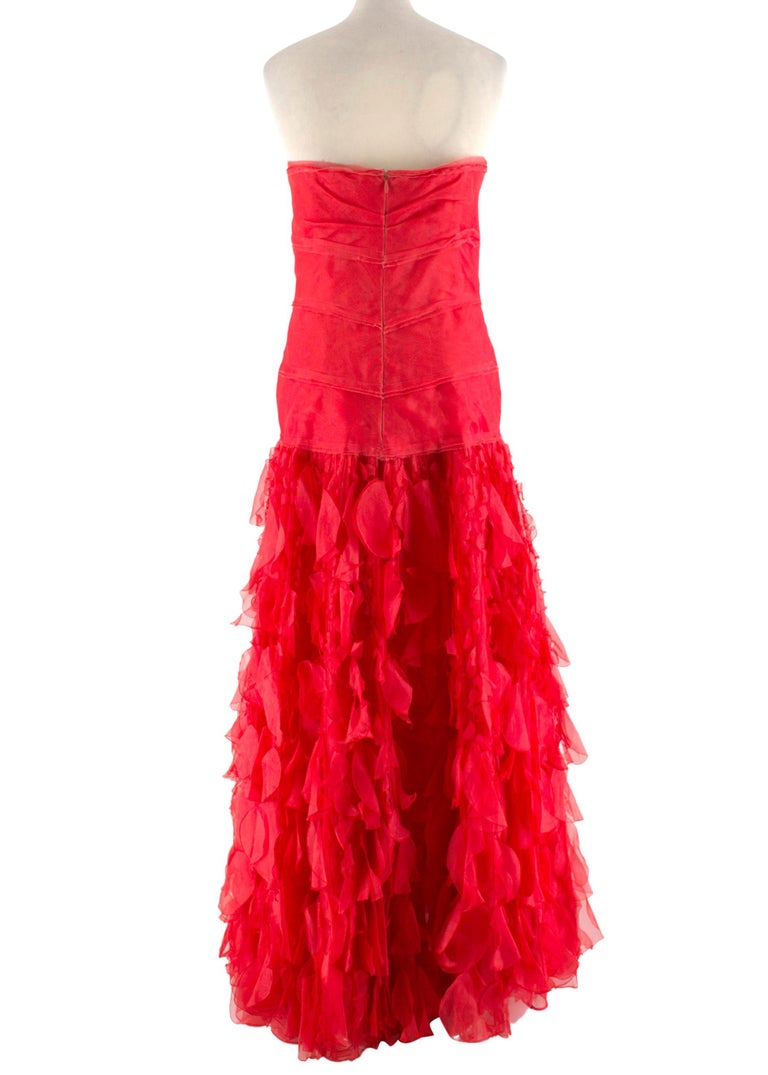 Oscar de la Renta vintage couture red silk-organza gown US 10 For Sale