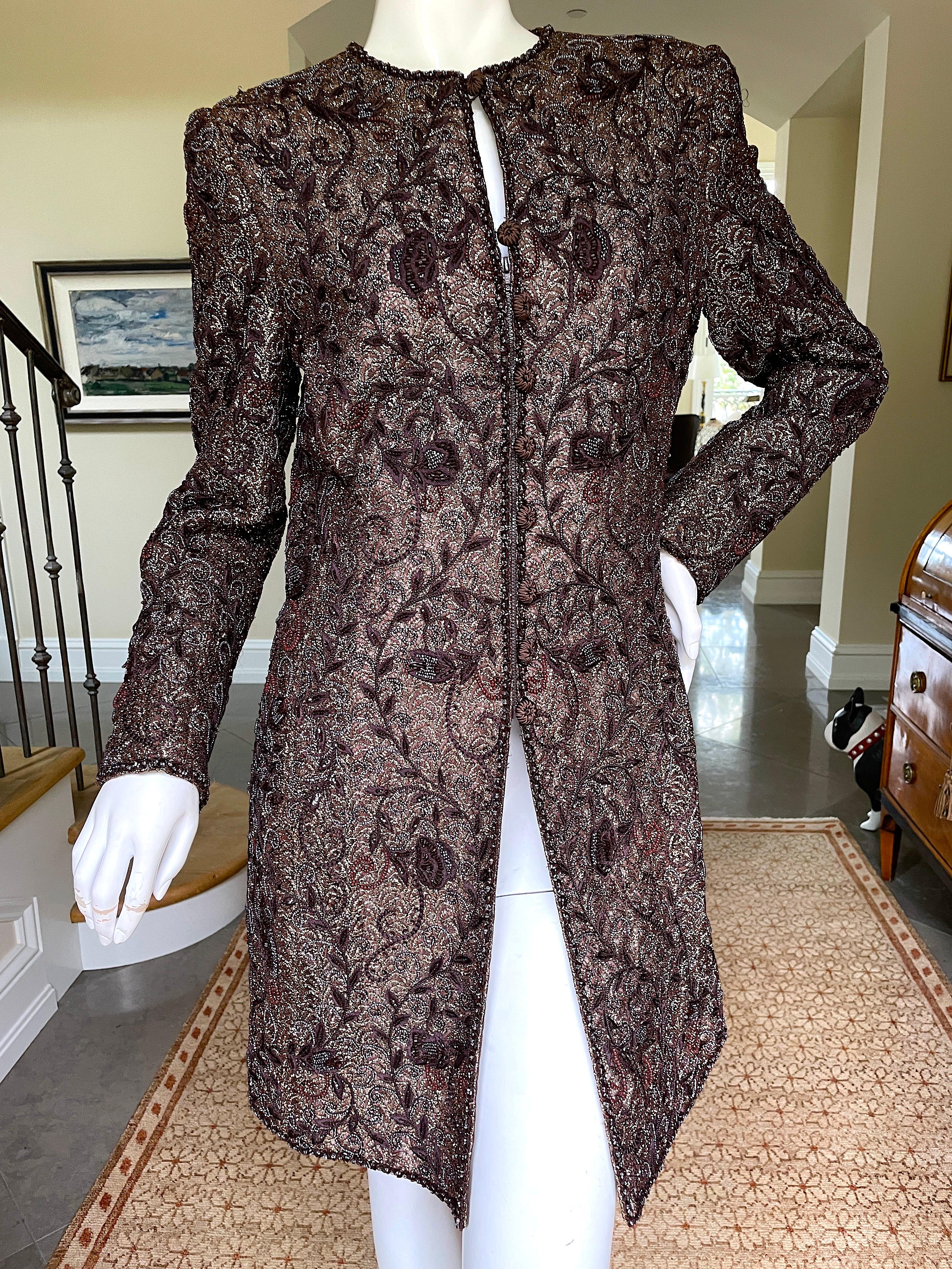 Oscar de la Renta Exquisite Vintage Embellished Evening Coat
 Simply Stunning. Please use the zoom feature to see all the remarkable details.
Perfect for Holiday entertaining.
 Size 8 vintage is like size 6 today
  Bust 36