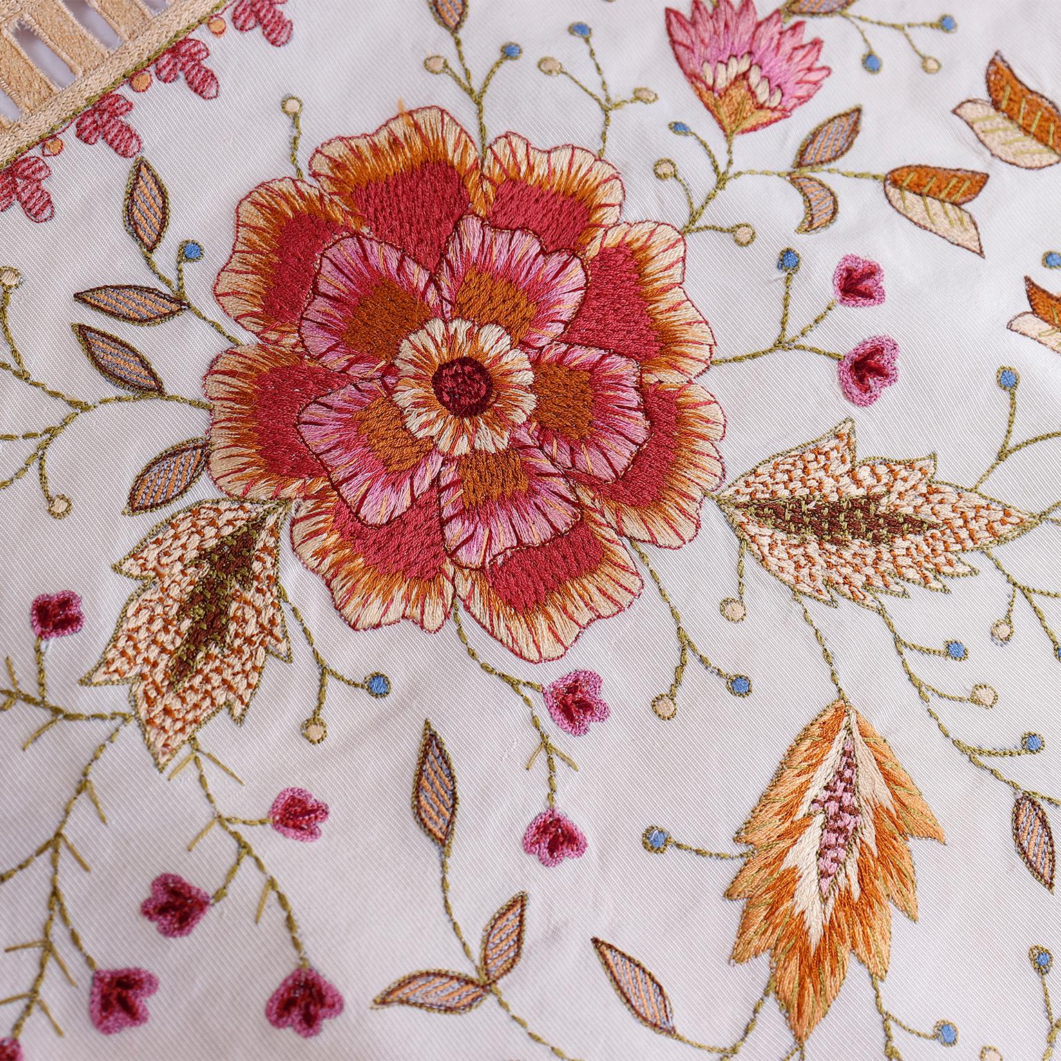 Oscar de la Renta Vintage Floral Embroidered Long Summer Coat w/ High Slits 12