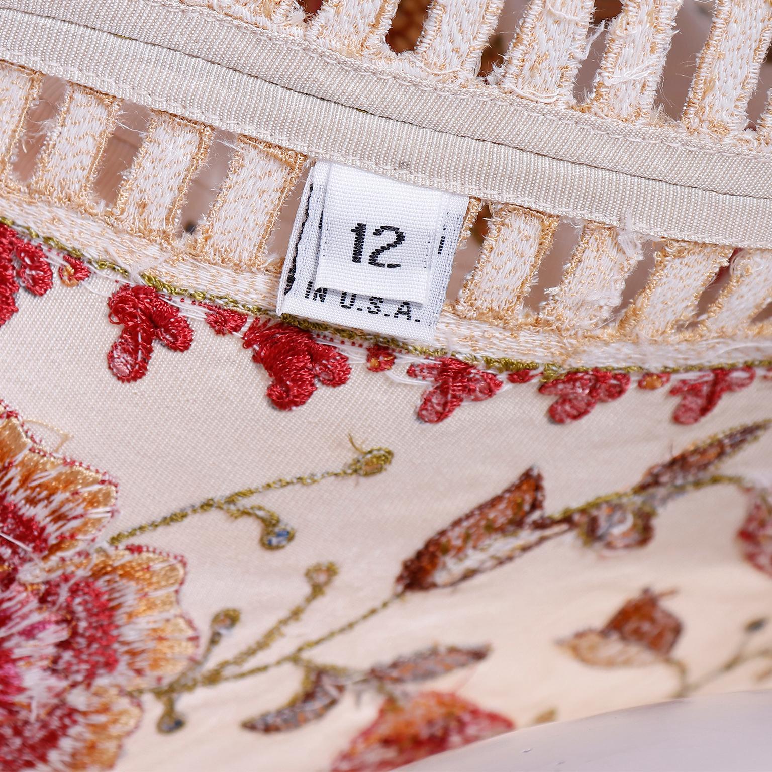 Oscar de la Renta Vintage Floral Embroidered Long Summer Coat w/ High Slits 16