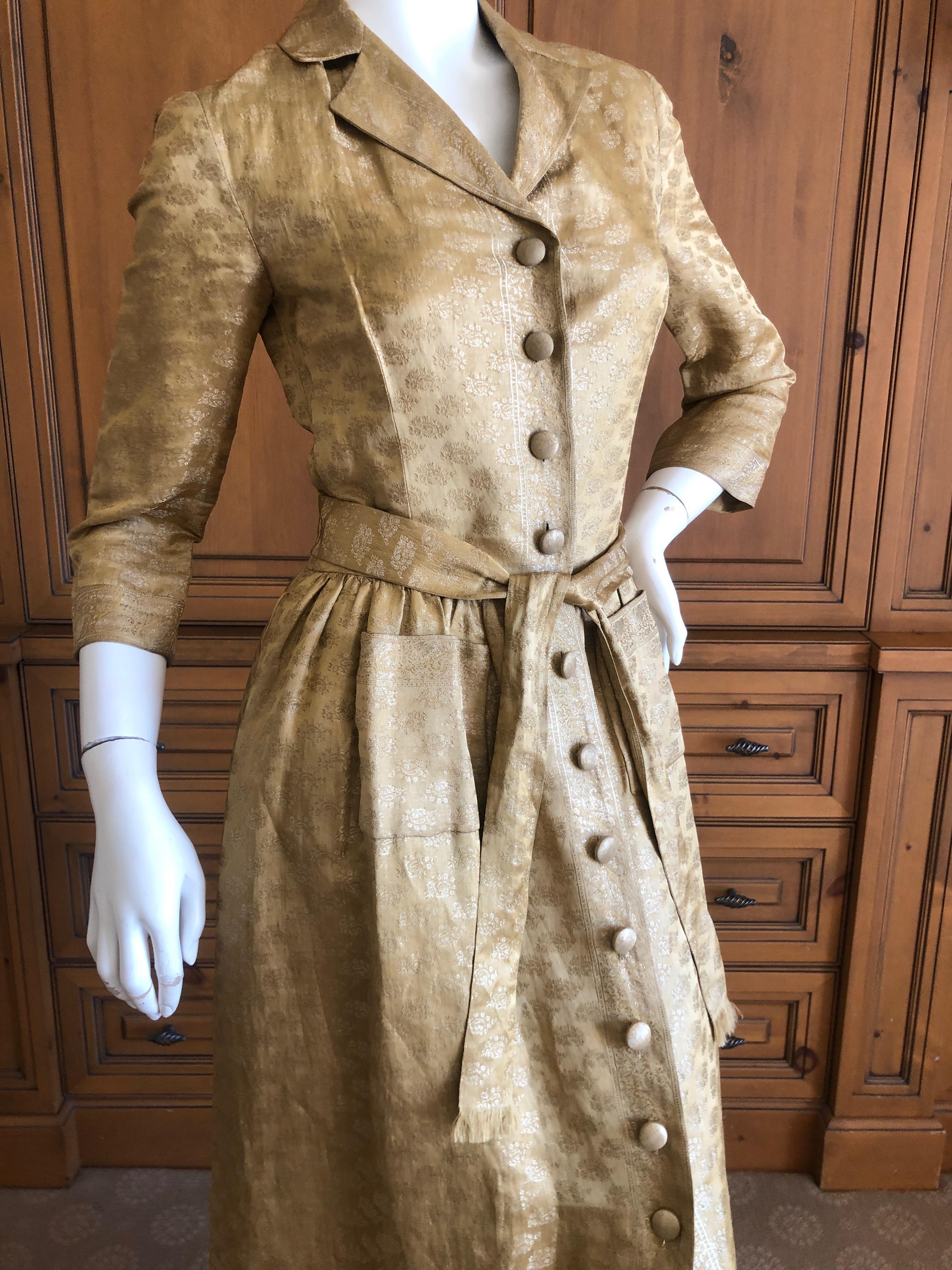 Oscar de la Renta Vintage Golden Brocade Dress as worn by CZ Guest to CFDA Award For Sale 1