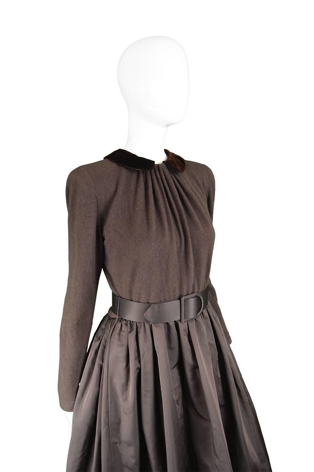 Black Oscar de La Renta Vintage Knit & Taffeta Ball Gown For Sale