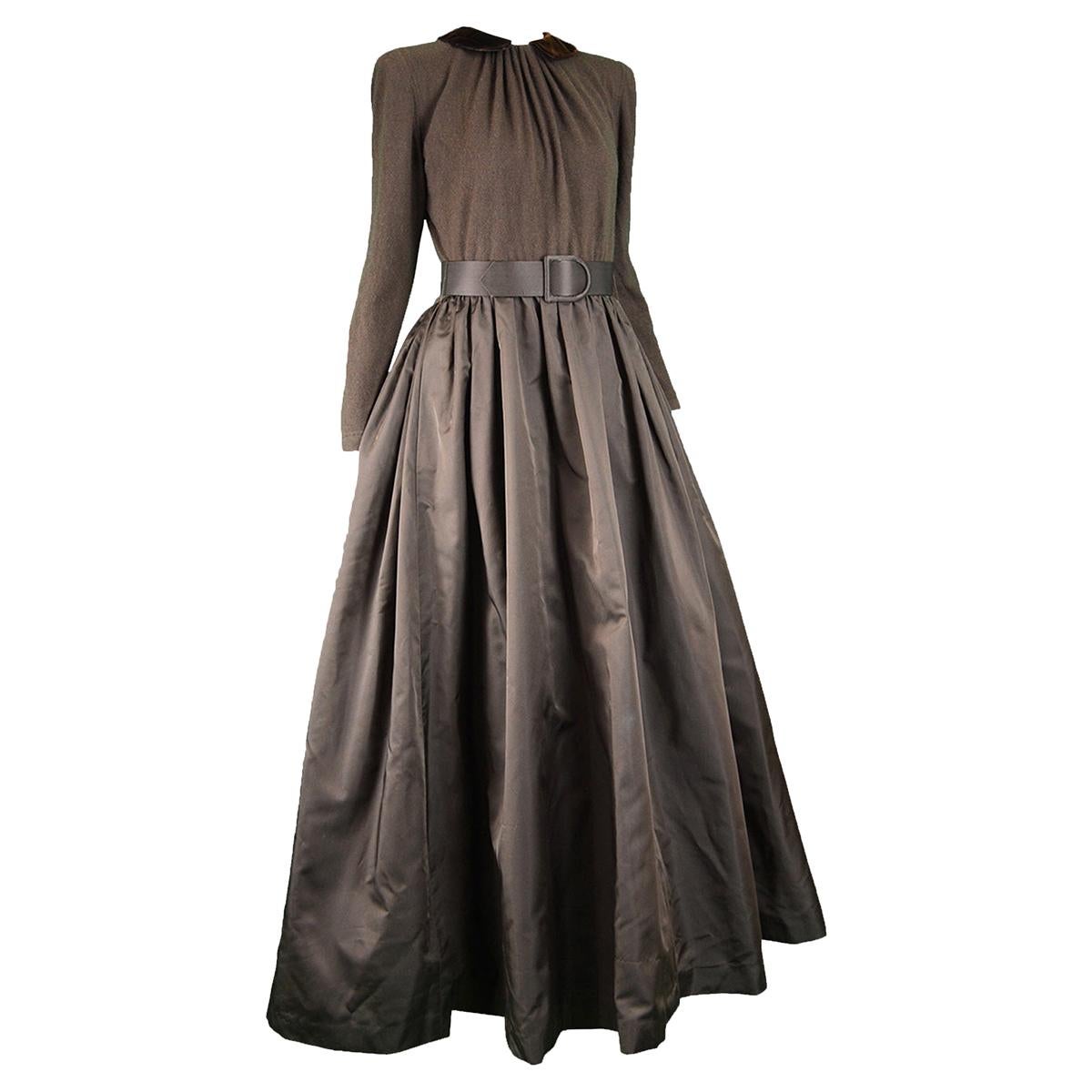 Oscar de La Renta Vintage Knit & Taffeta Ball Gown For Sale
