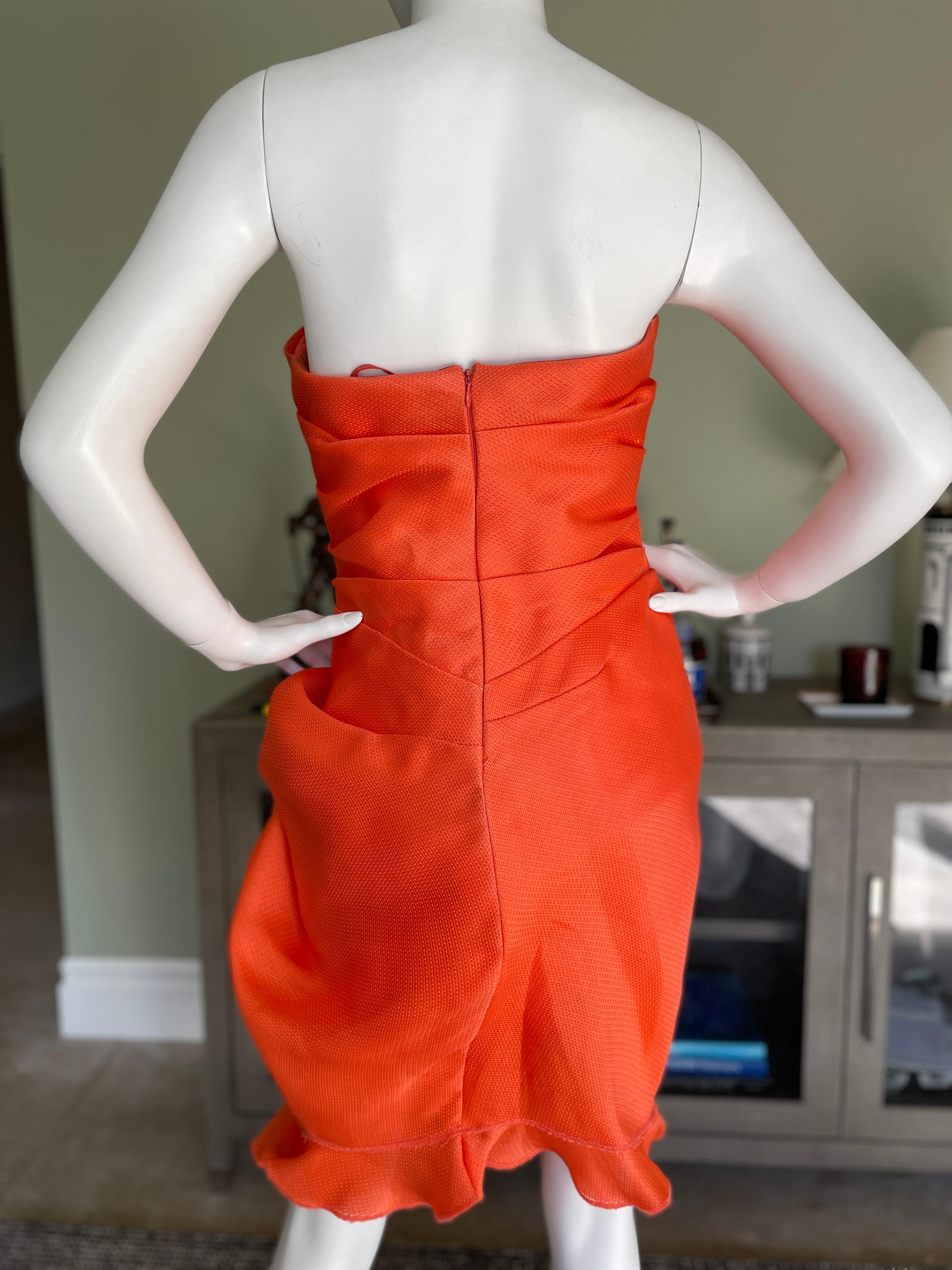 Women's Oscar de la Renta Vintage Orange Textured Silk Cocktail Dress with Inner Corset For Sale
