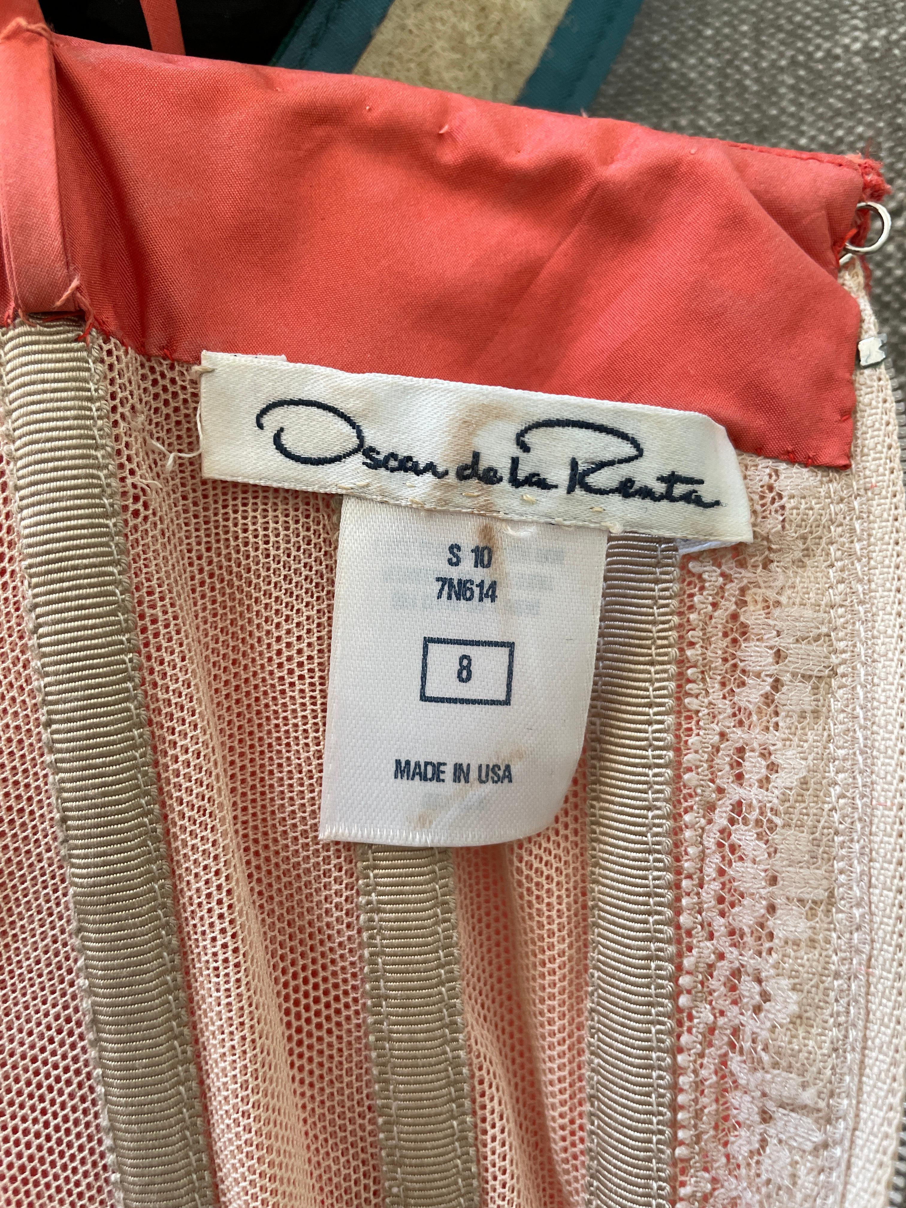 Oscar de la Renta Vintage Orange Textured Silk Cocktail Dress with Inner Corset For Sale 1