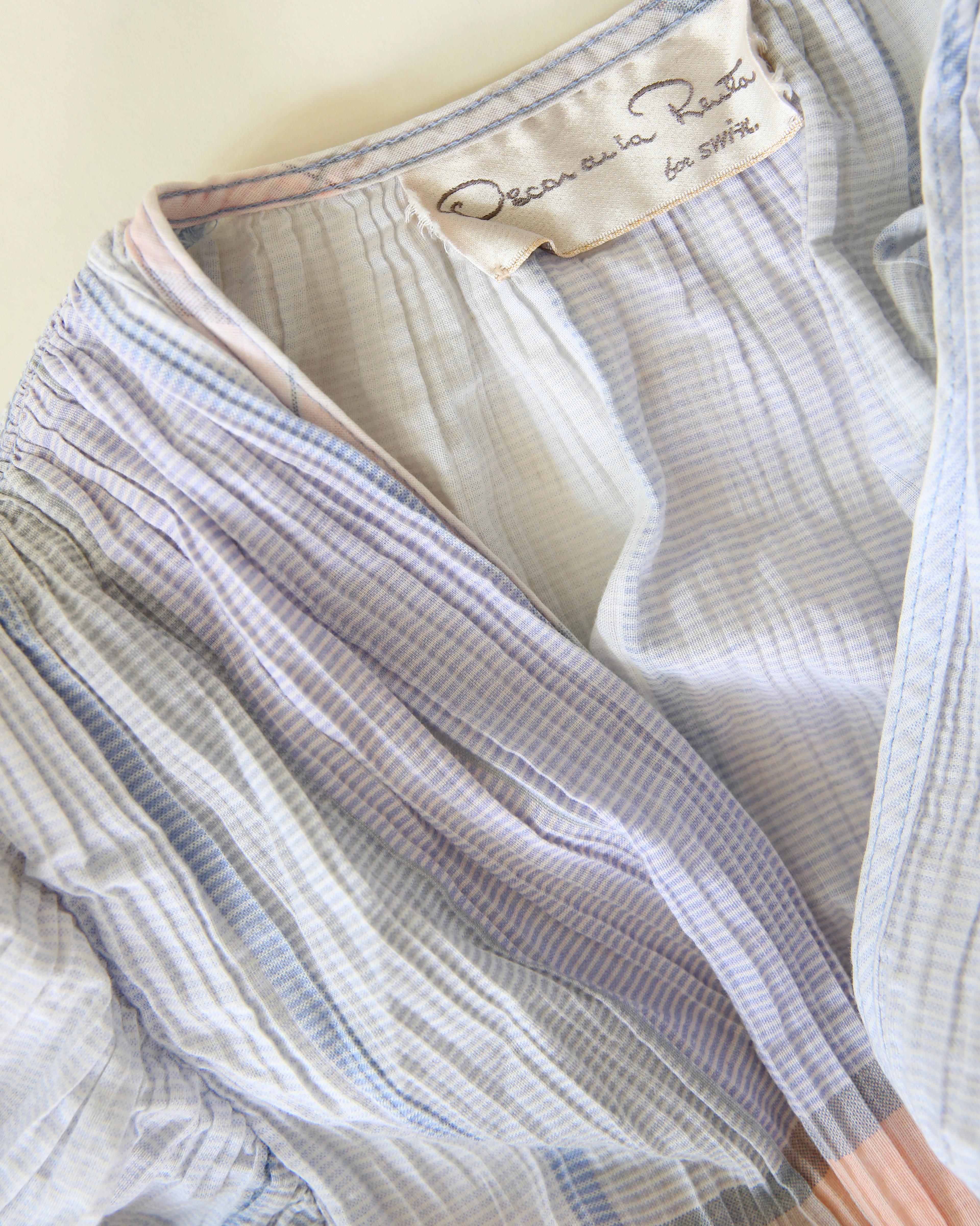 Oscar de la Renta vintage puff sleeve prairie plisse wrap belted maxi dress robe For Sale 9