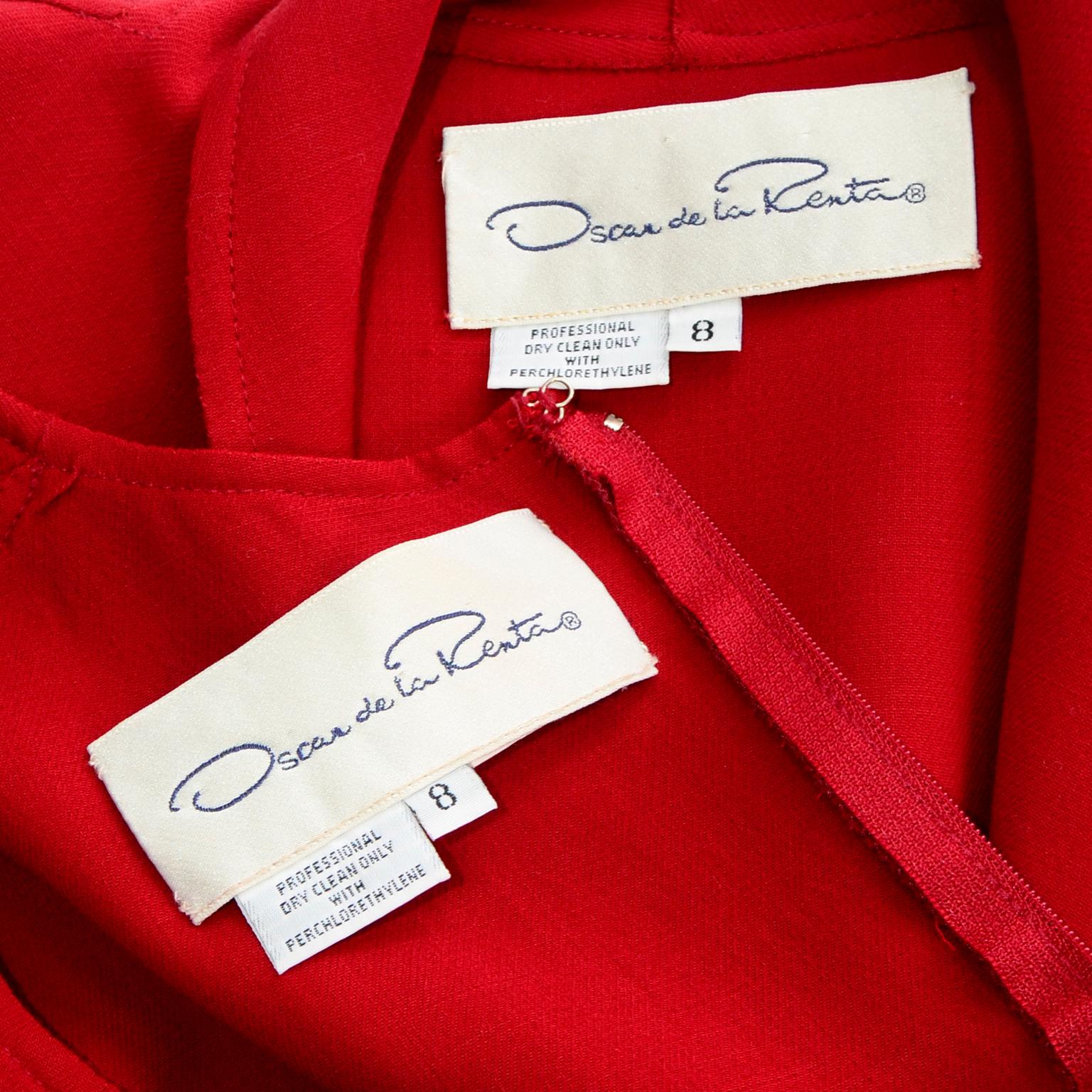 Ensemble robe et veste / manteau rouge vintage Oscar De La Renta en vente 5