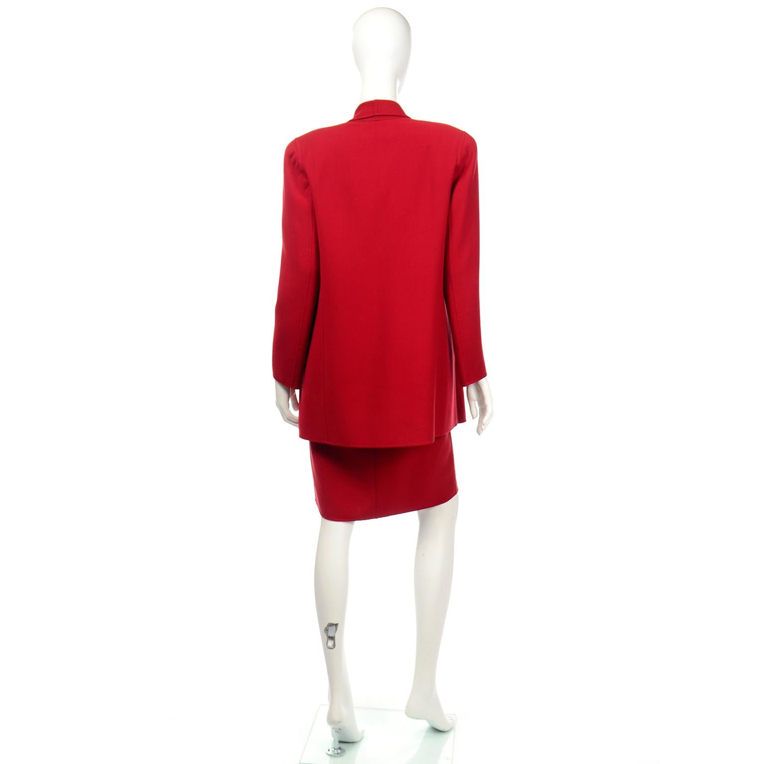 Ensemble robe et veste / manteau rouge vintage Oscar De La Renta Pour femmes en vente