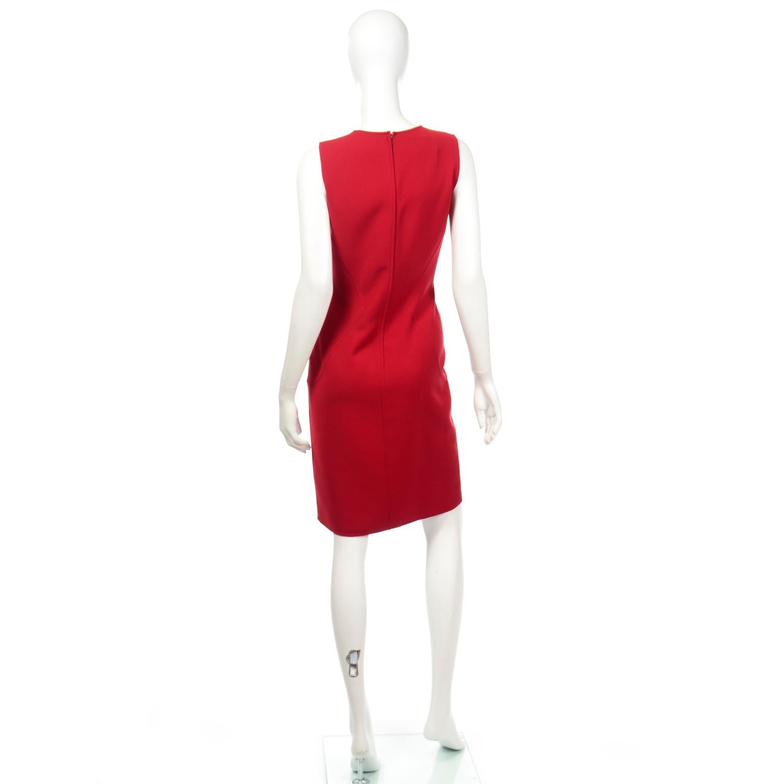 Oscar de la Renta Vintage Red Dress and Jacket / Coat Outfit In Excellent Condition For Sale In Portland, OR