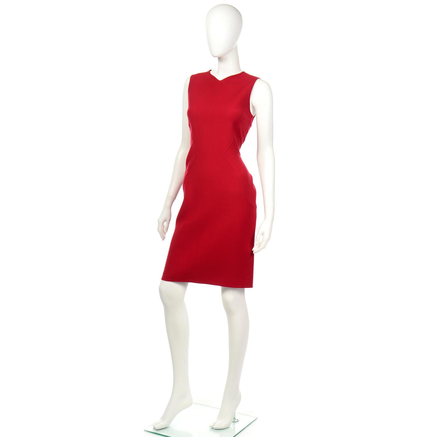 Women's Oscar de la Renta Vintage Red Dress and Jacket / Coat Outfit For Sale