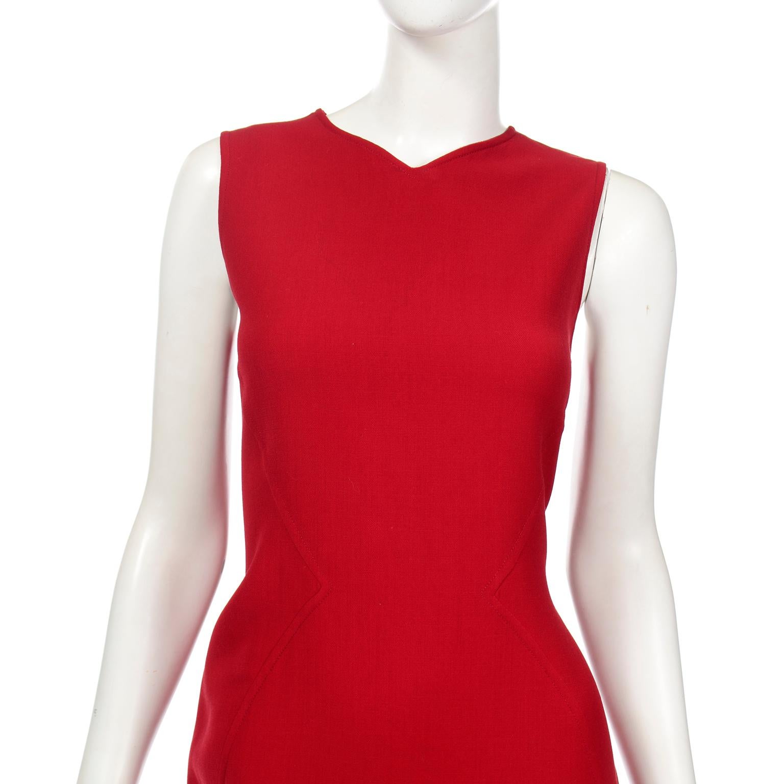 Oscar de la Renta Vintage Red Dress and Jacket / Coat Outfit For Sale 1