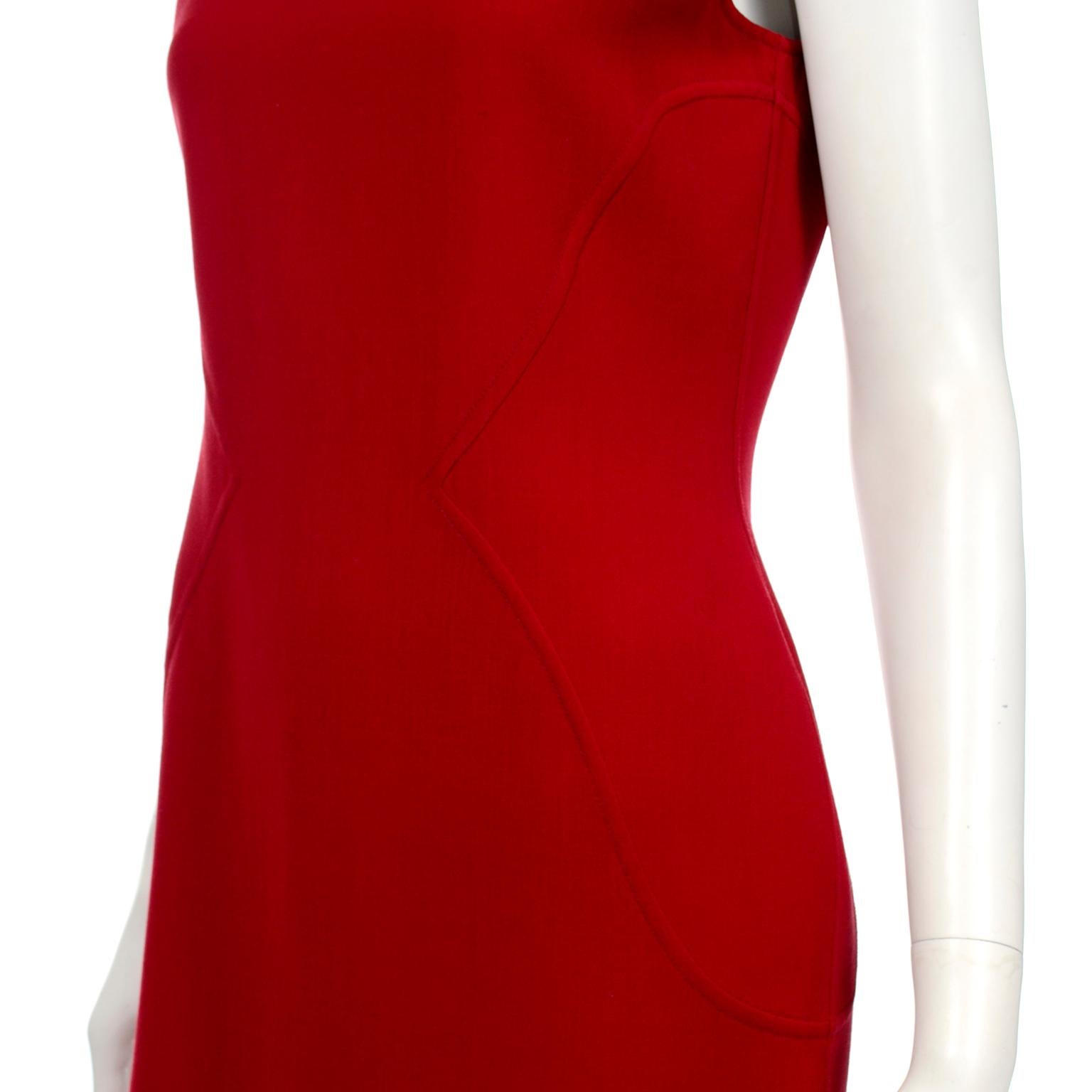 Oscar de la Renta Vintage Red Dress and Jacket / Coat Outfit For Sale 2