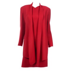 Oscar de la Renta Vintage Red Dress and Jacket / Coat Outfit